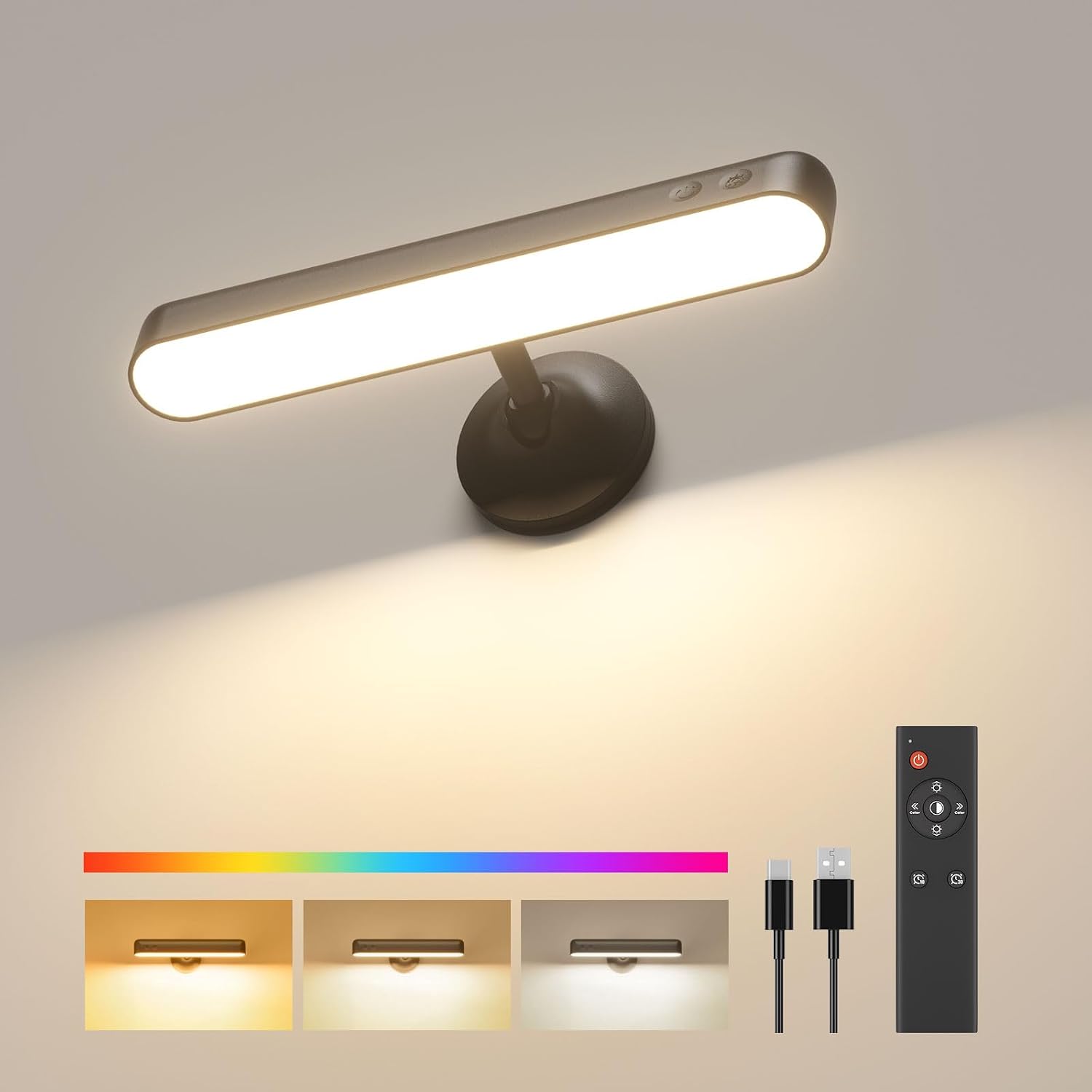 Detalle de FULNIX Wall Light with 7500mAh Rechargeable Battery, Remote Control & 360° Rotation