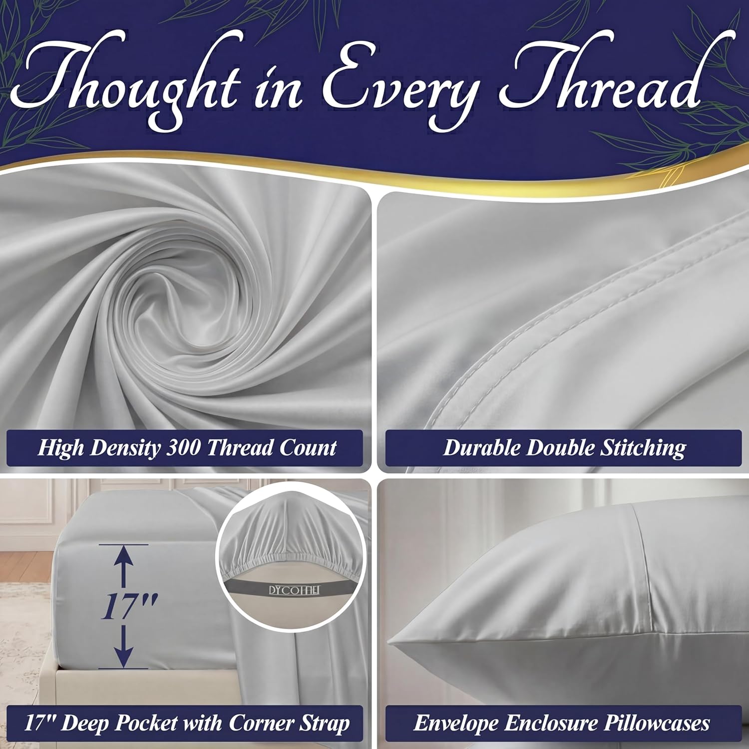 Thumbnail 4 de DECOLURE 100% Viscose Derived from Bamboo Sheets – King Size 4-Piece Set