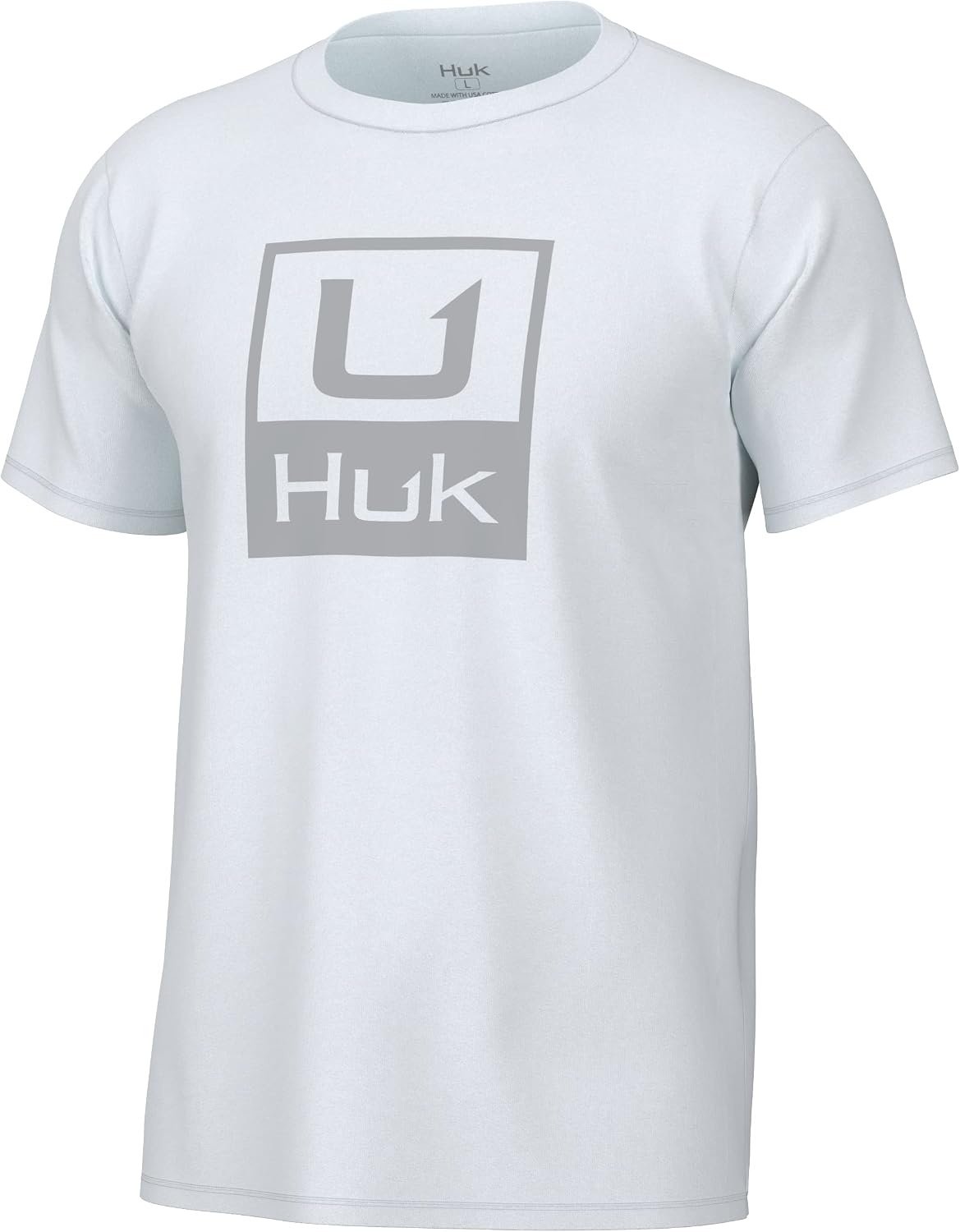 Detalle de HUK Mens Performance Fishing Logo Tee, Short Sleeve – Sun Protection & Cool Comfort