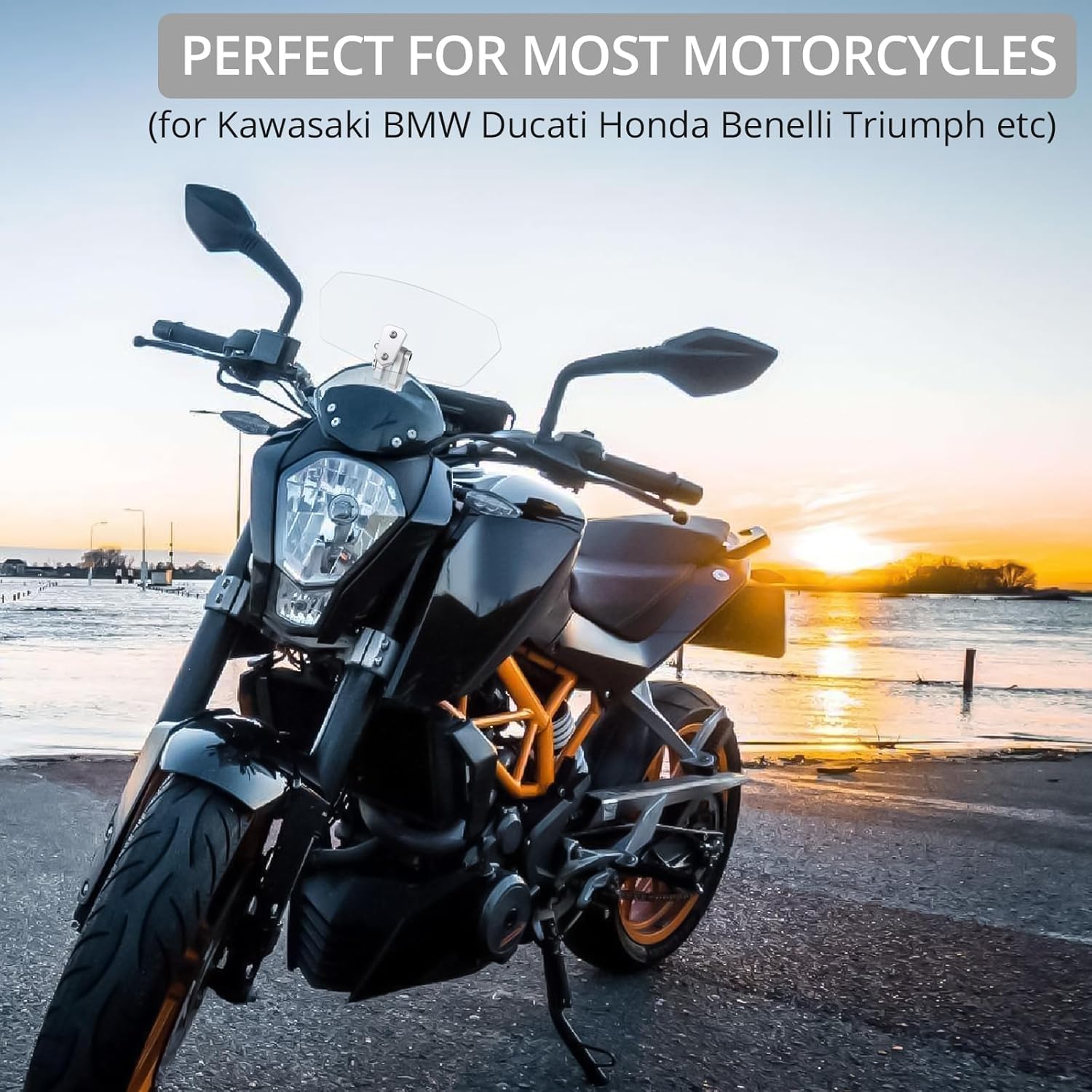 Thumbnail 2 de Justech Motorbike Wind Deflector with Adjustable Clip-On Windshield Extension (Universal)