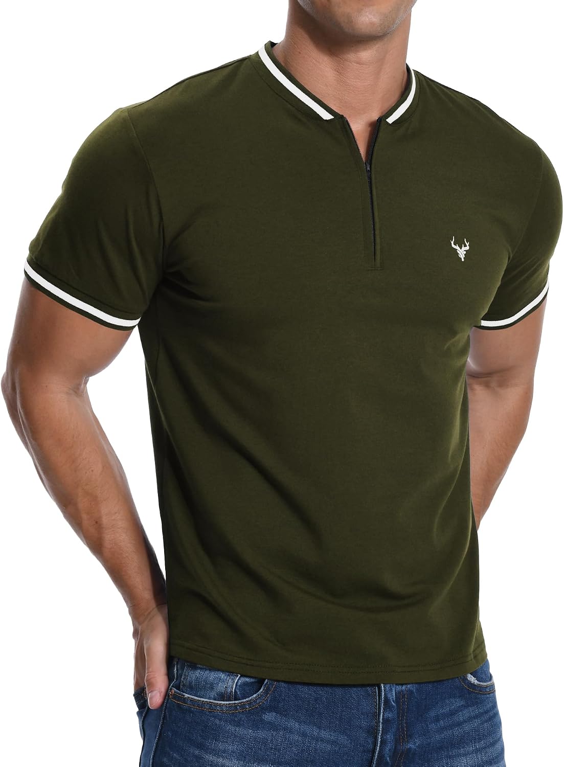 Thumbnail 4 de MLANM Zip Henley T‑shirt for Men