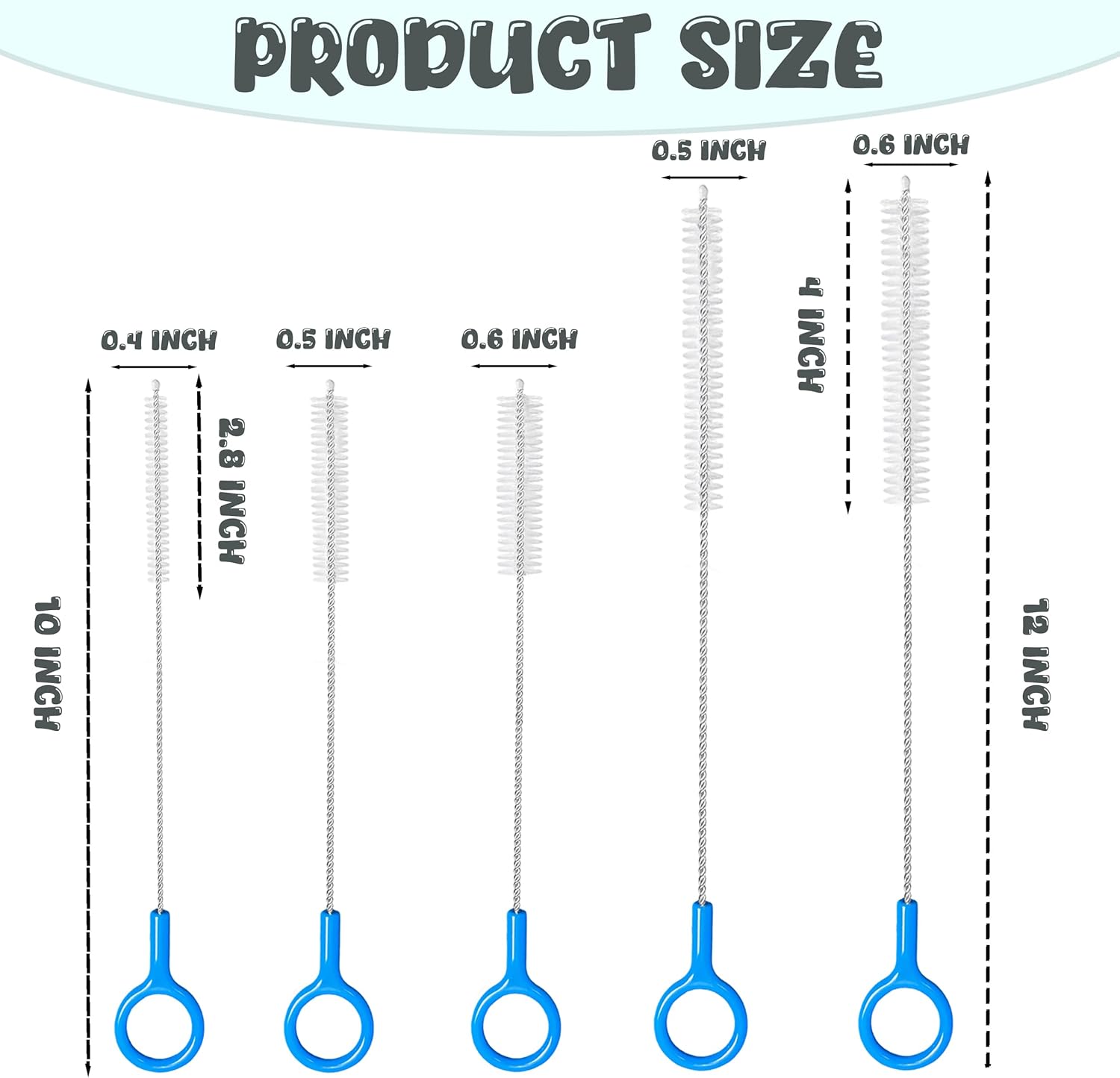 Thumbnail 1 de Straw Cleaner Brush for Baby Bottles with Nylon Bristles and Stainless Steel Wires