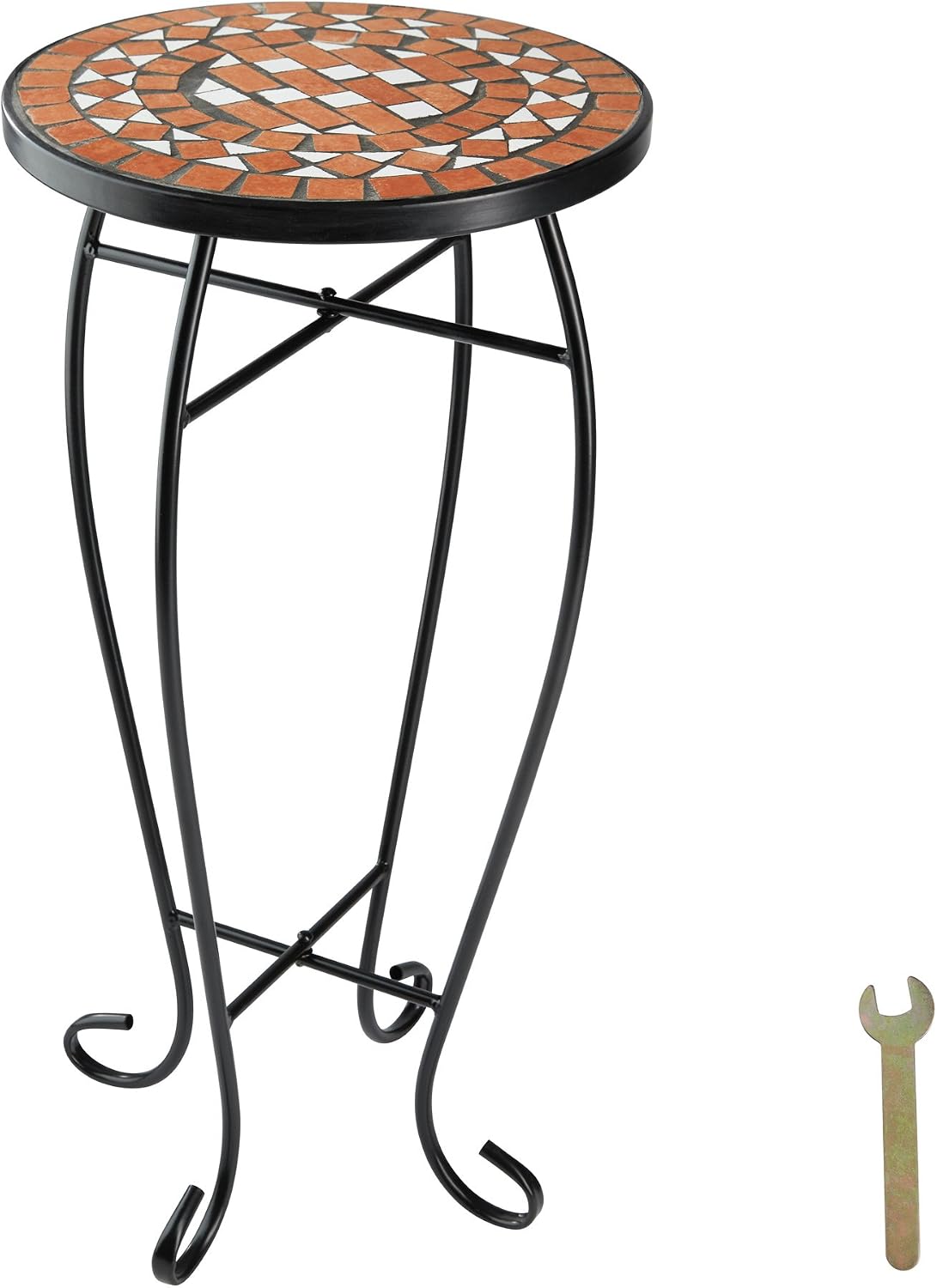 Detalle de tectake 402768-SE balkongbord med stenmosaik, terrakotta, 30 × 30 cm