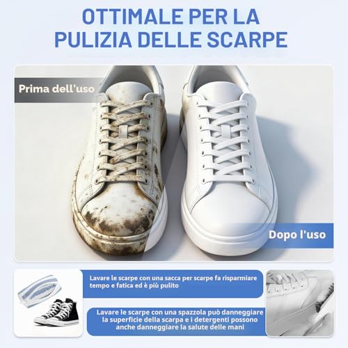 Detalle de YTUGIL Sacchetto per Lavare Scarpe in Lavatrice 2 Pezzi – Cerniera Nascosta, 39 × 19 cm