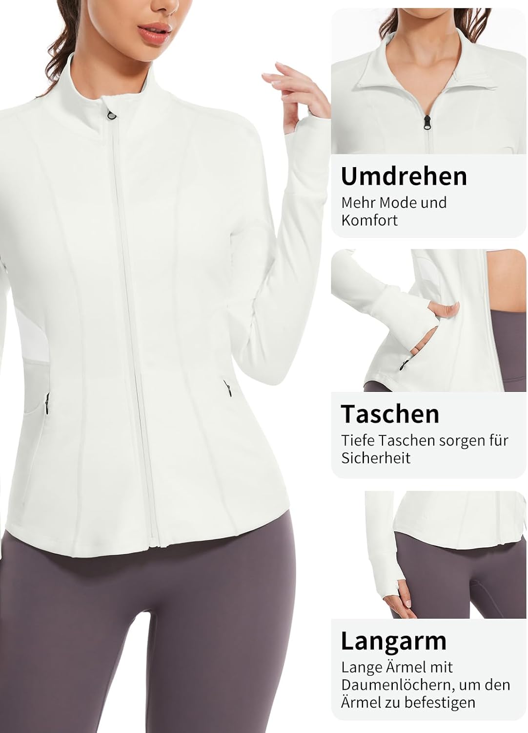 Detalle de VUTRU Damen Laufjacke Sportjacke Langarm für Running – mit Stretch-Anteil