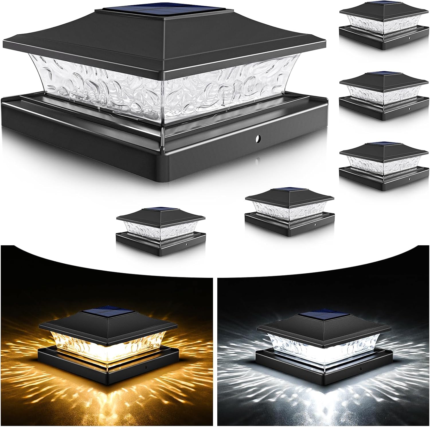 Detalle de VOLISUN 21205ZM Solar Post Cap Lights, 6-Pack, Warm or Cool White