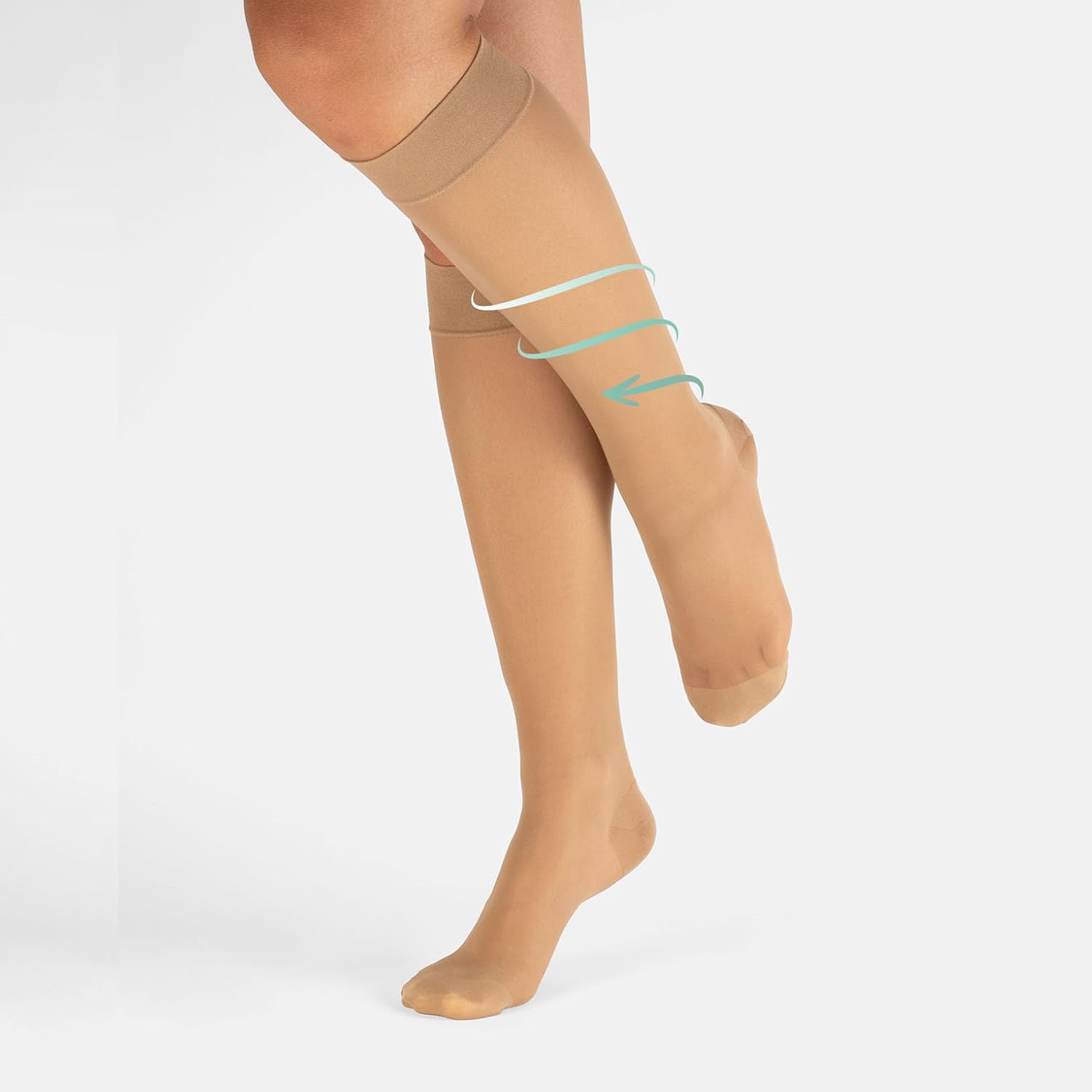 Detalle 2 de CALZITALY Pack 1/2 Mi-bas de contention à compression graduée forte 18-22 mmHg – Noir / Beige, 140 DEN, Made in Italy