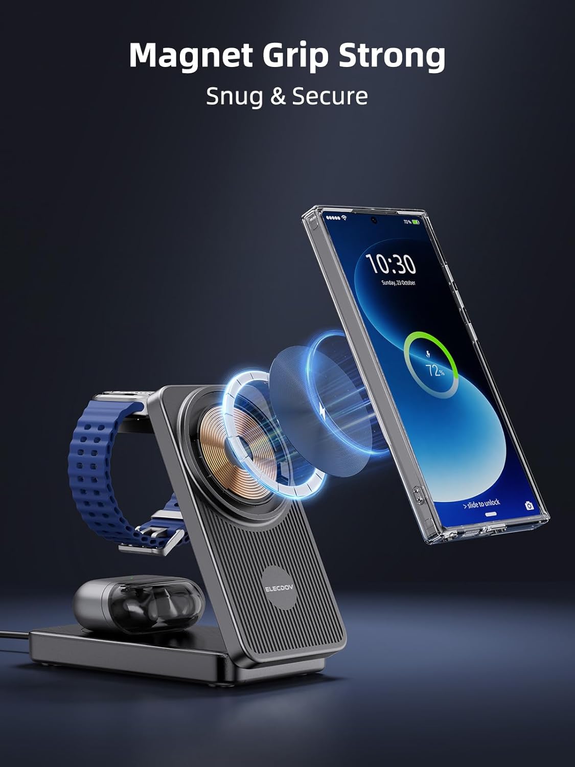 Thumbnail 5 de Chargeur Magnétique Induction 3-en-1 pour Samsung Galaxy S26 Ultra / Z Fold7 / Z Flip7 – Pliable