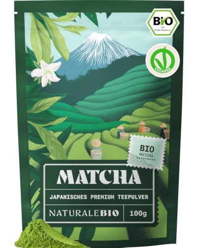 Detalle de NaturaleBio Bio Japanisches Premium Matcha Pulver mit L-Theanin