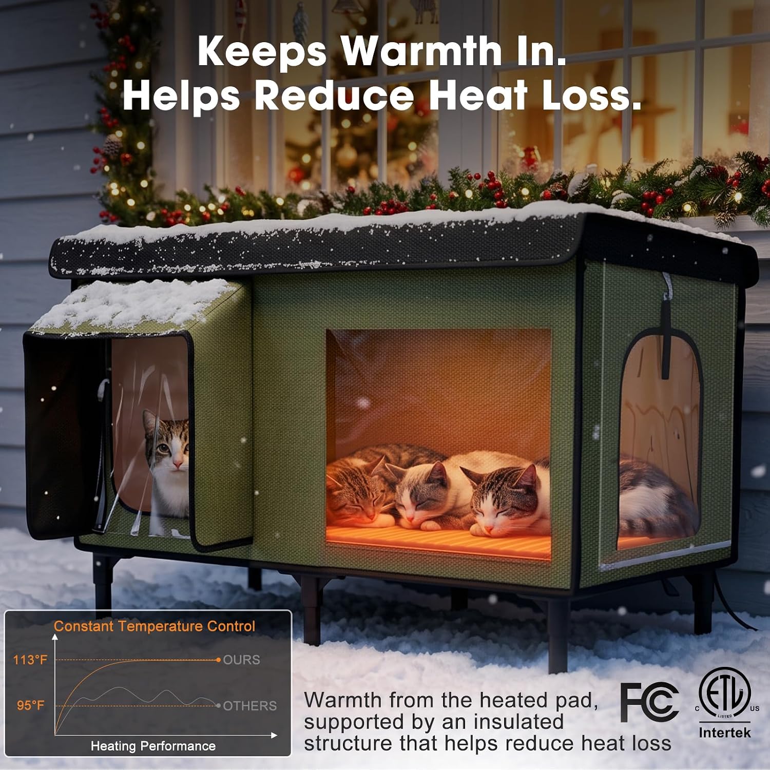 Detalle de SHU UFANRO TK-HPP6030T Heated Outdoor Cat House, Insulated and Waterproof