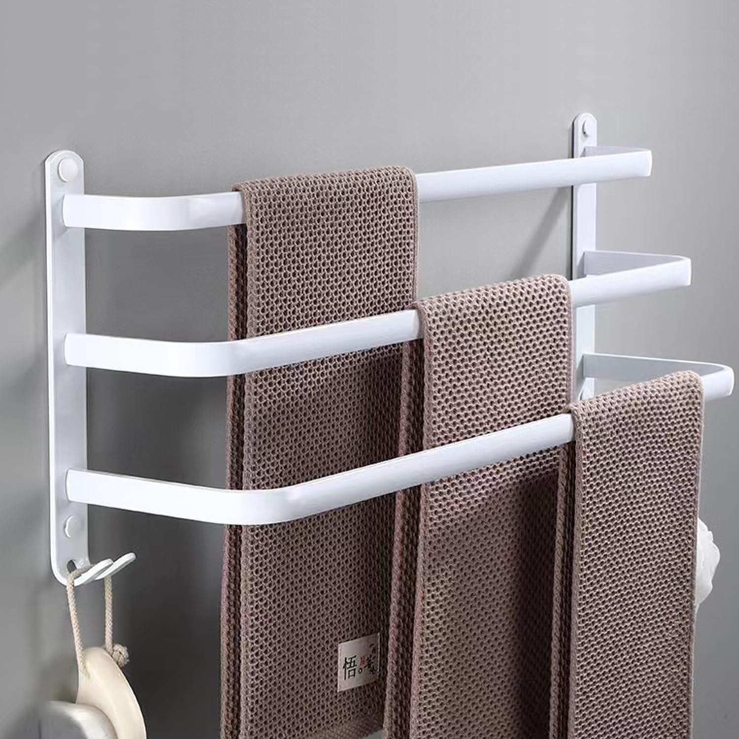 Detalle de Ruhetfam 9 pcs silver towel bar handdoekhouder, 60 cm, aluminium