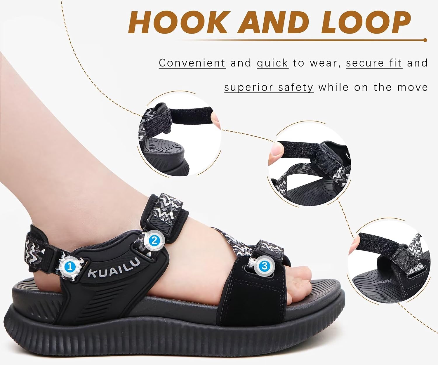Detalle de KuaiLu Women's Orthopedic Walking Sandals with Arch Support and Cushioned Comfort