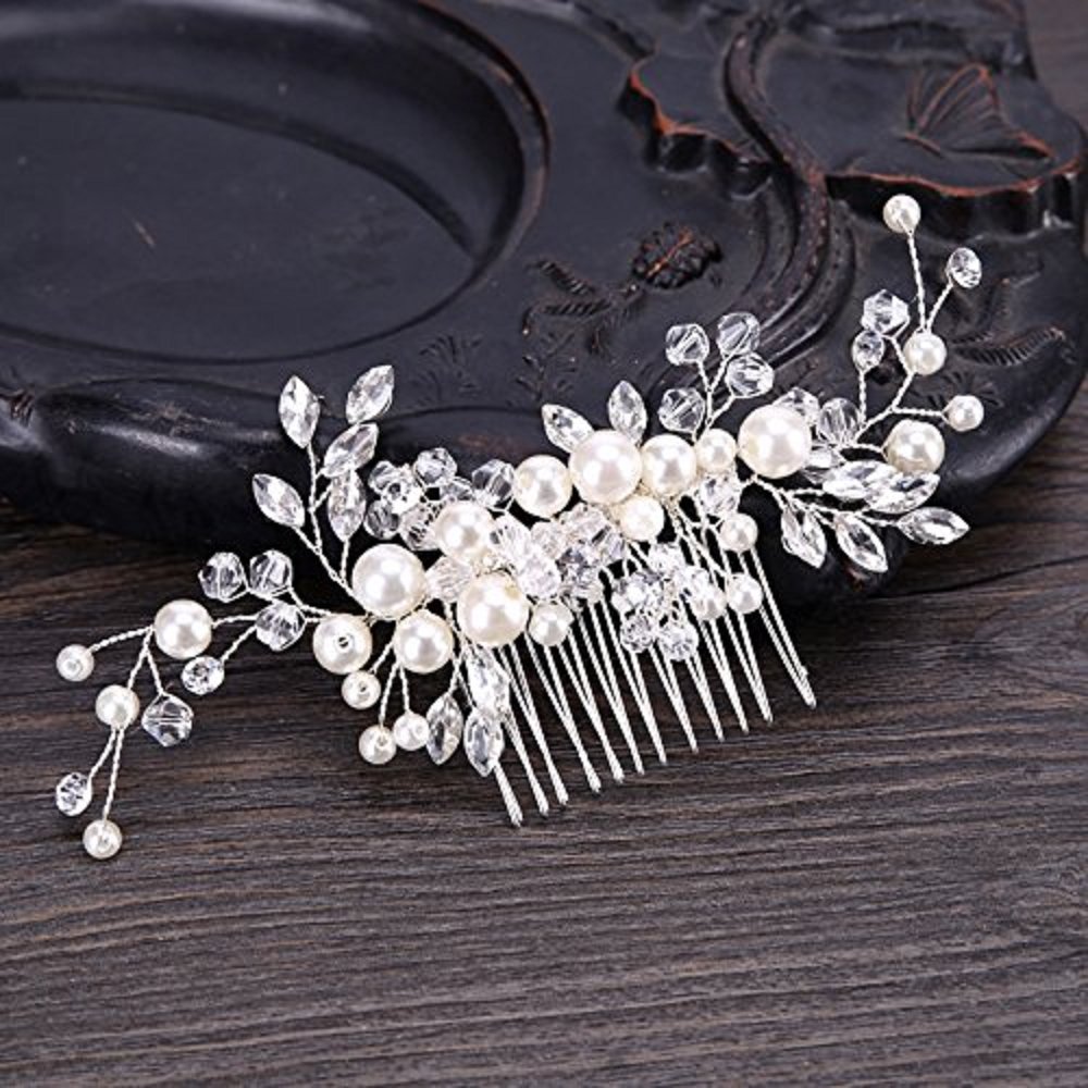 Detalle 2 de Urberry Bridal Flower Pearl Side Hair Clips ๐โ