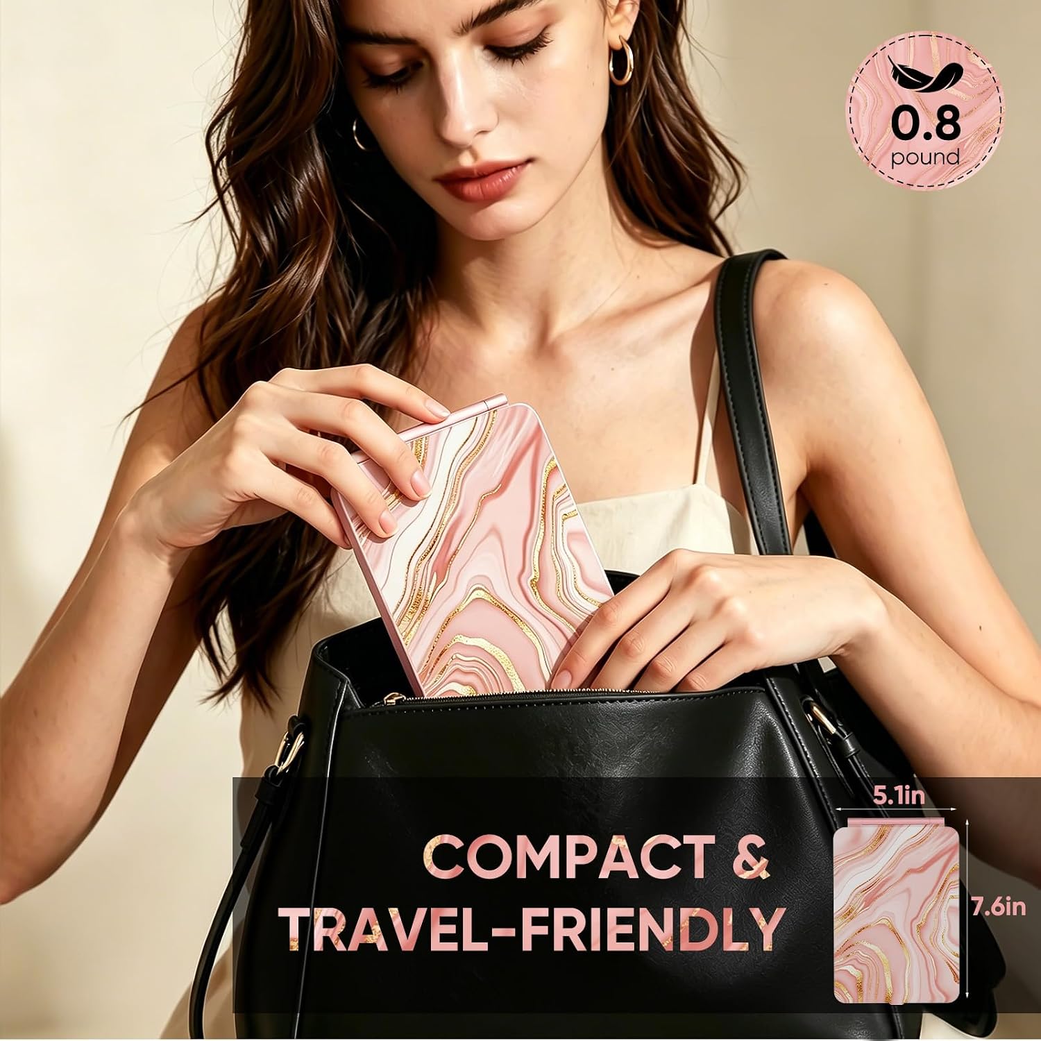 Thumbnail 2 de FUNTOUCH Rechargeable Travel Makeup Mirror, 72 LEDs, 3 Light Colors