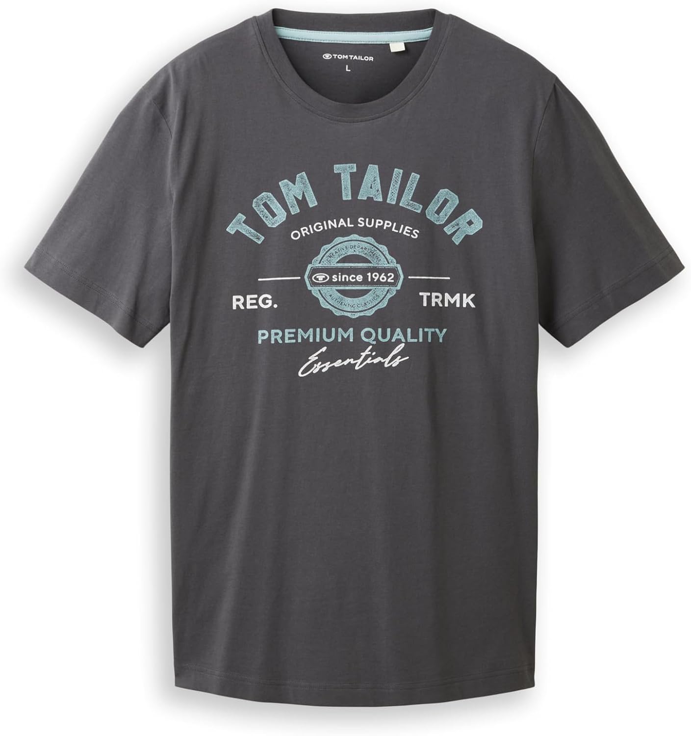 Detalle 2 de TOM TAILOR Herren T-Shirt aus Baumwolle mit großem Logo-Print (Regular Fit)