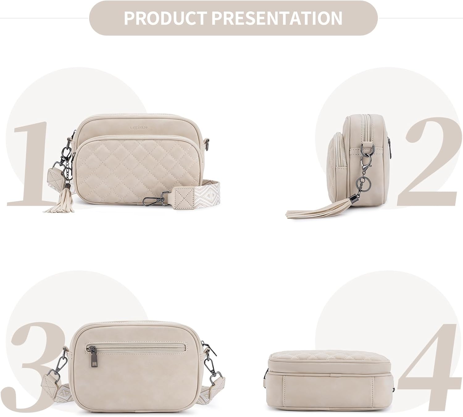 Thumbnail 5 de Mirevelle Damen Crossbody Handtasche mit mehreren Fächern und breitem, verstellbarem Gurt – umhängetauglich für Alltag & Reisen