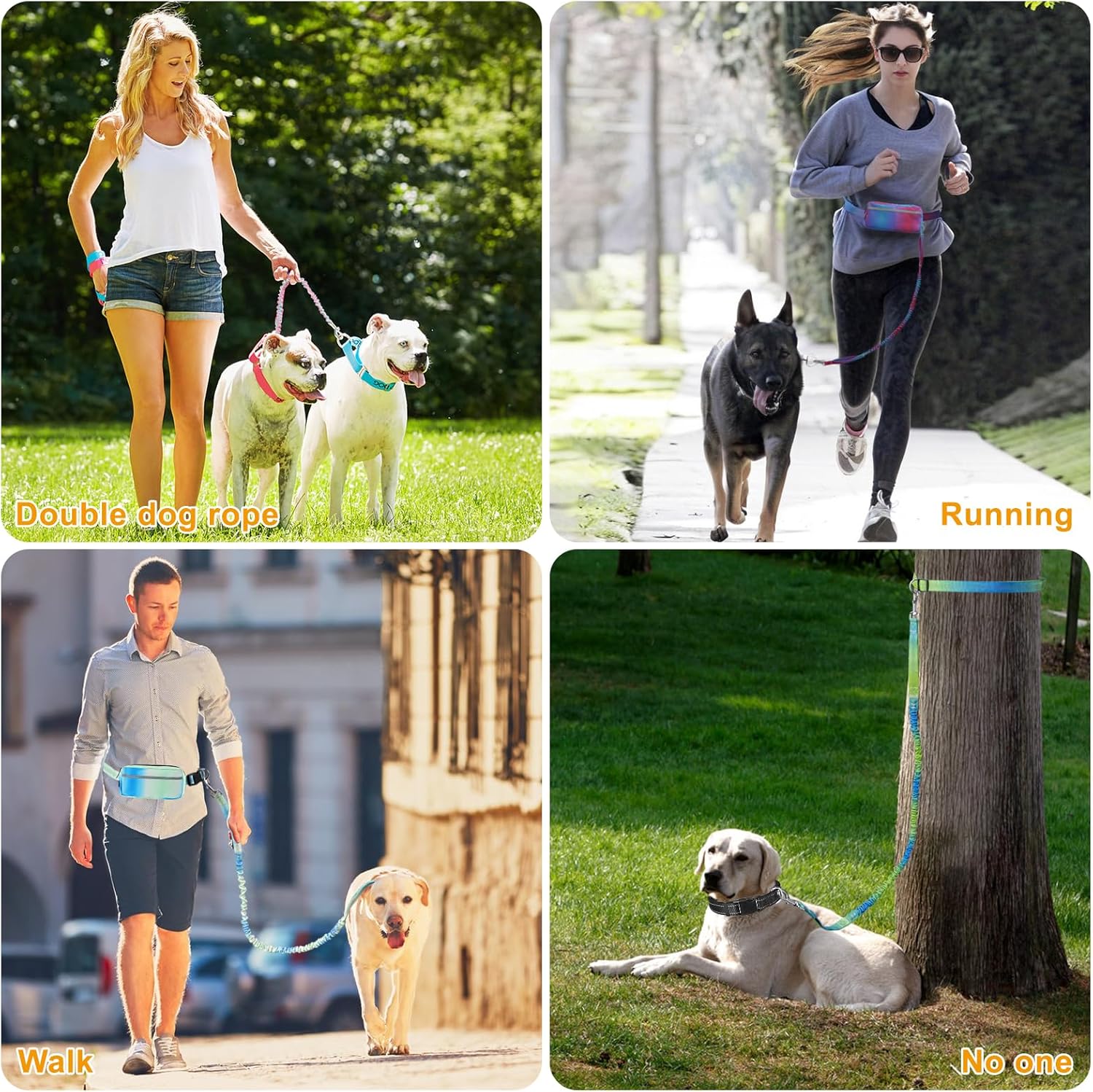 Thumbnail 5 de Joggingleine Hunde mit Bauchgurt – Laufgürtel mit verstellbarer Führleine, reflektierende Streifen (Grün)