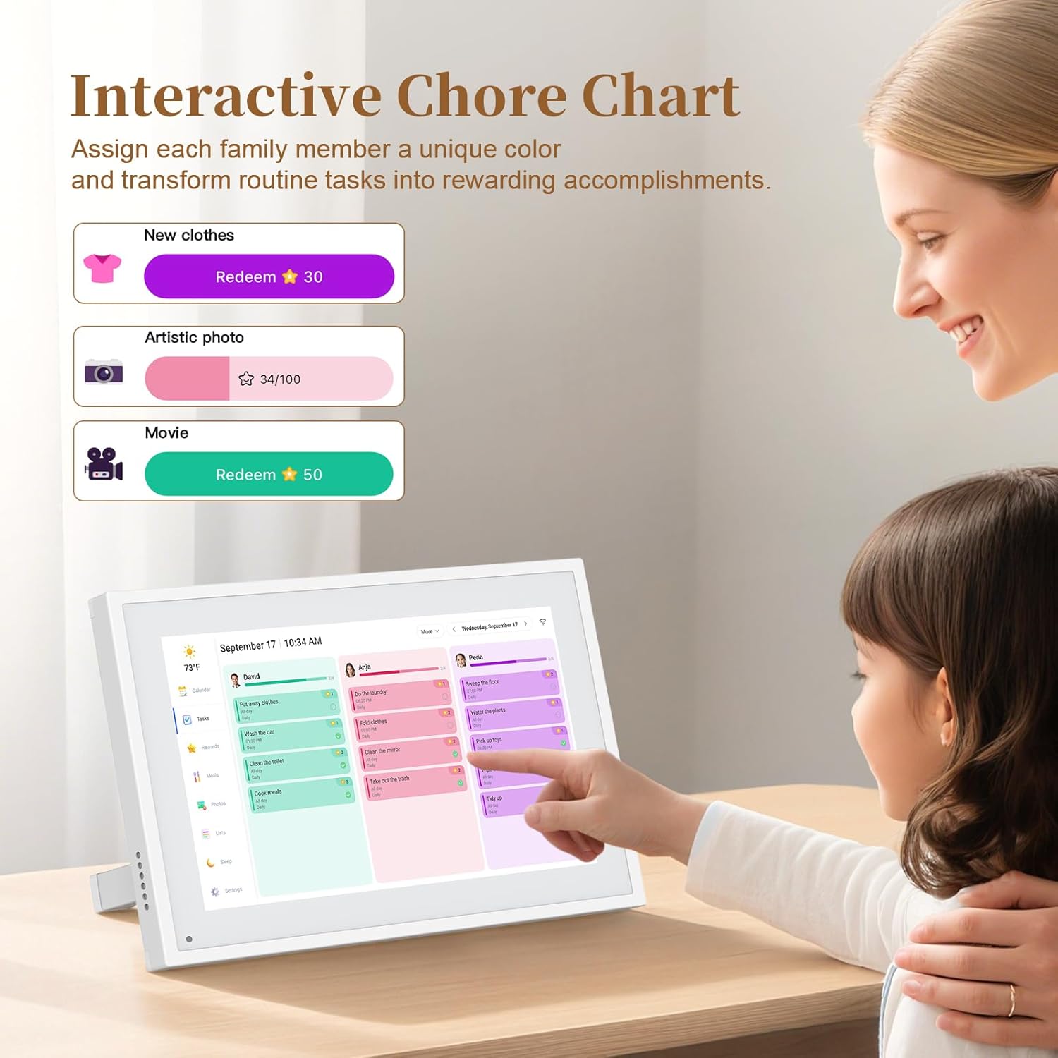 Thumbnail 4 de Herncptar Smart Digital Calendar 10.1" HD Touch Screen – A practical family planner with built‑in photo frame
