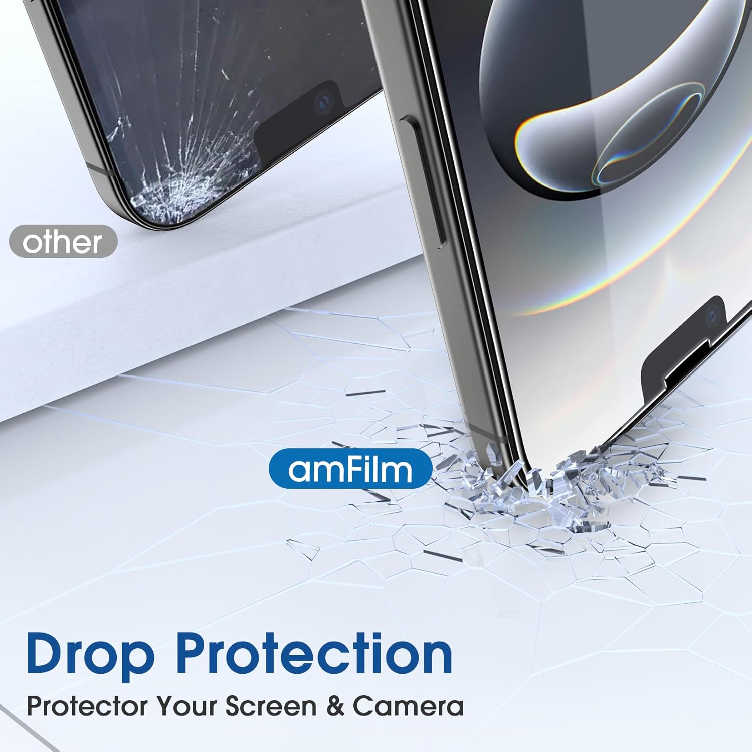 Detalle de amFilm Auto-Alignment OneTouch iPhone 16e Tempered Glass Screen Protector + Camera Lens Protector (2+2 Pack)
