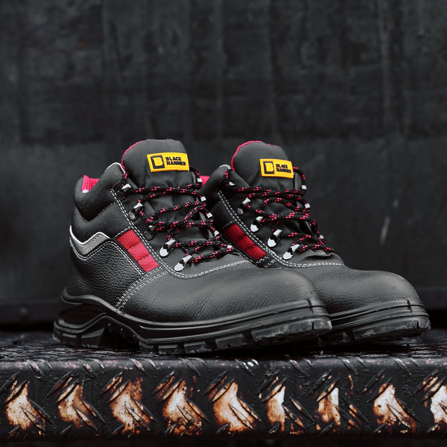 Thumbnail 2 de Black Hammer Mens Safety Boots Leather S3 SRC with Steel Toe Cap