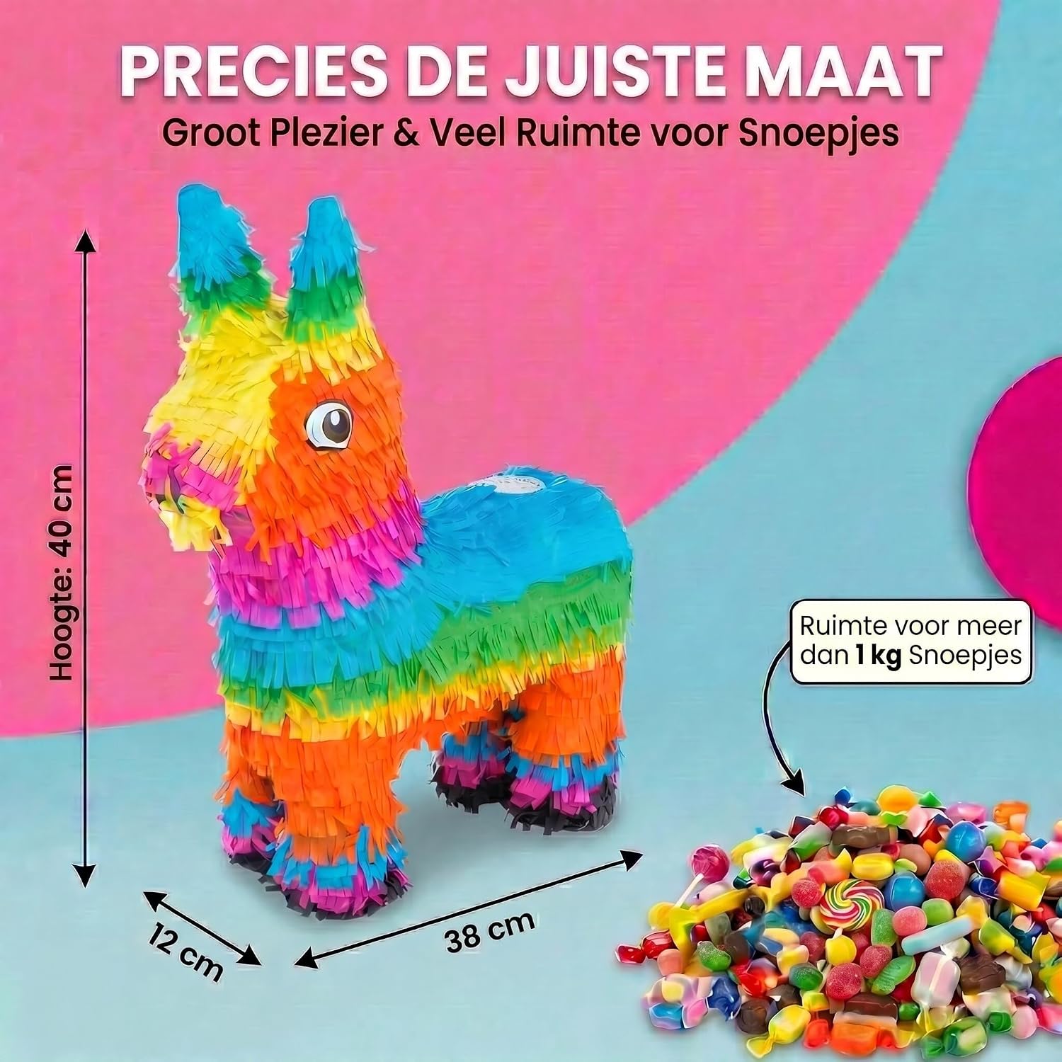 Thumbnail 2 de GOODS+GADGETS ezelpiñata om te vullen met kleurrijke crêpepapieren franjes