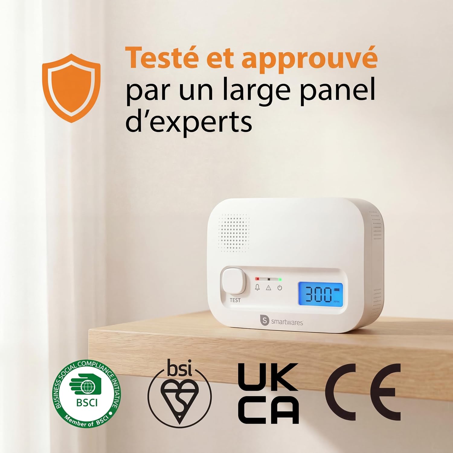 Thumbnail 2 de Smartwares FGA-13041 détecteur de monoxyde de carbone (CO) avec écran et bouton de test – capteur 10 ans
