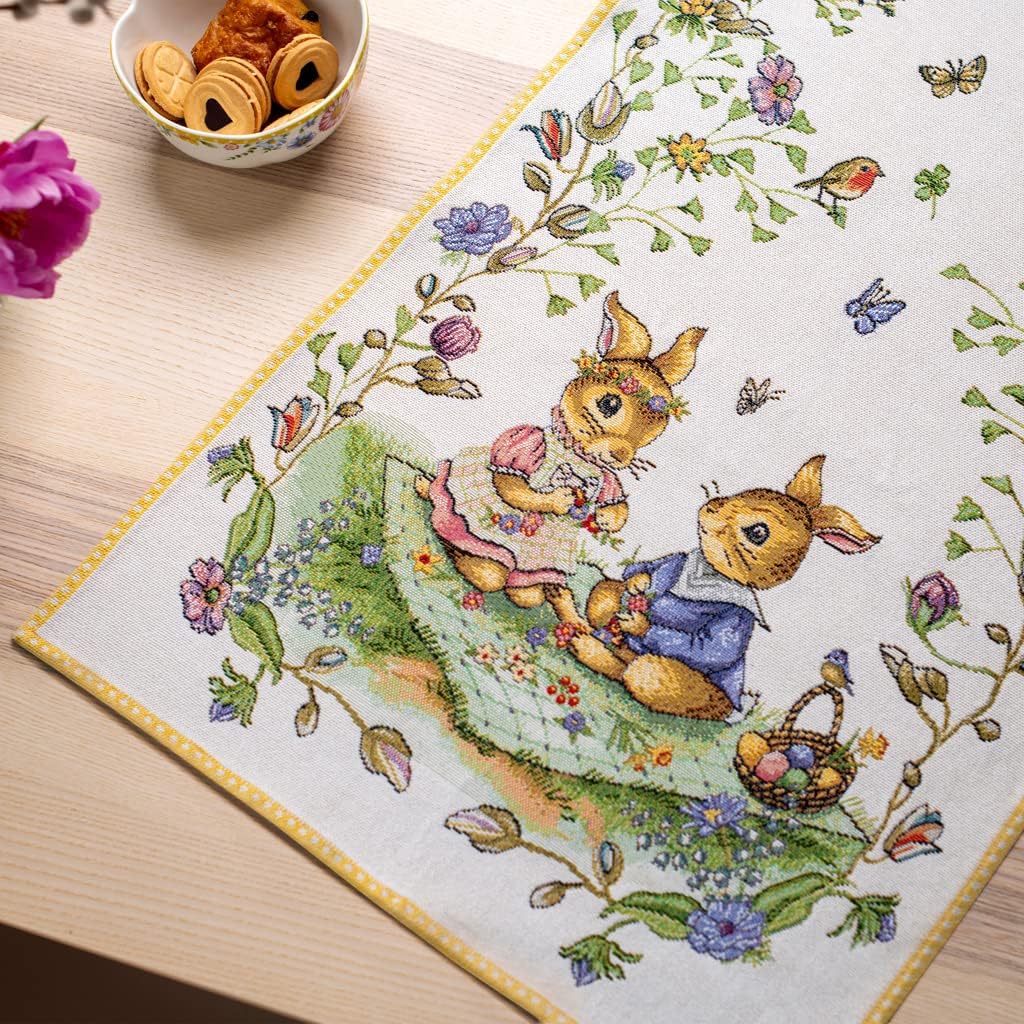 Detalle 2 de Villeroy & Boch Spring Fantasy Gobelin XL – Chemin de table de Pâques multicolore en coton/polyester