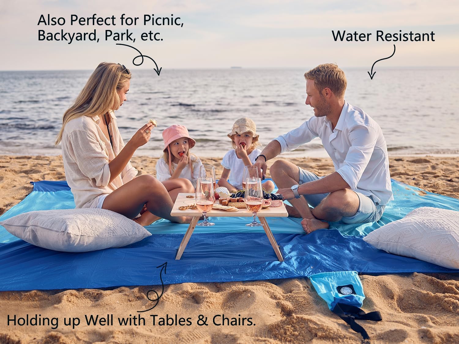 Detalle 2 de WEKAPO Beach Blanket Sandproof Waterproof 78" 🏖