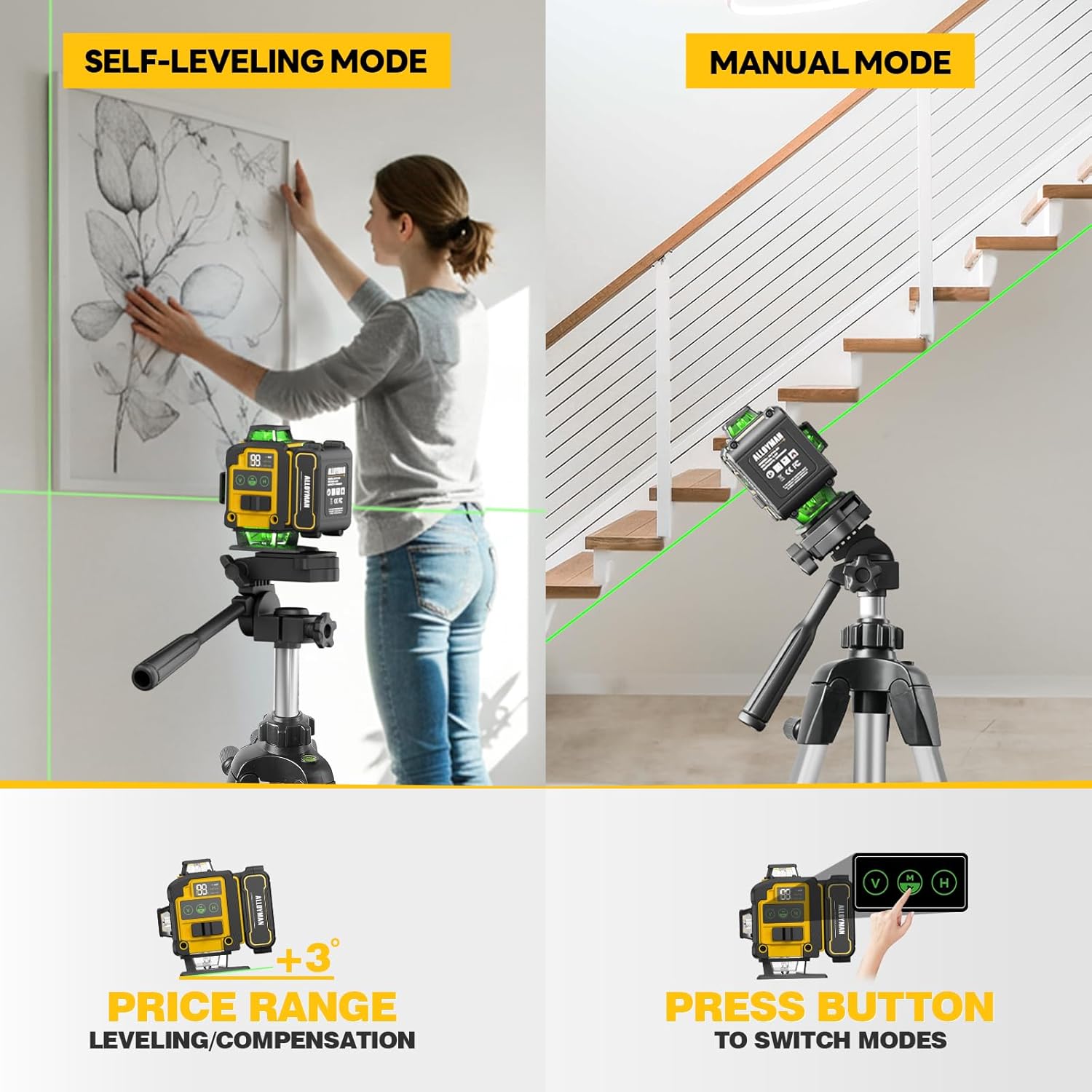 Detalle de Alloyman Laser Level with Tripod 4D Self Leveling 🔆📌⟨WAIT⟩