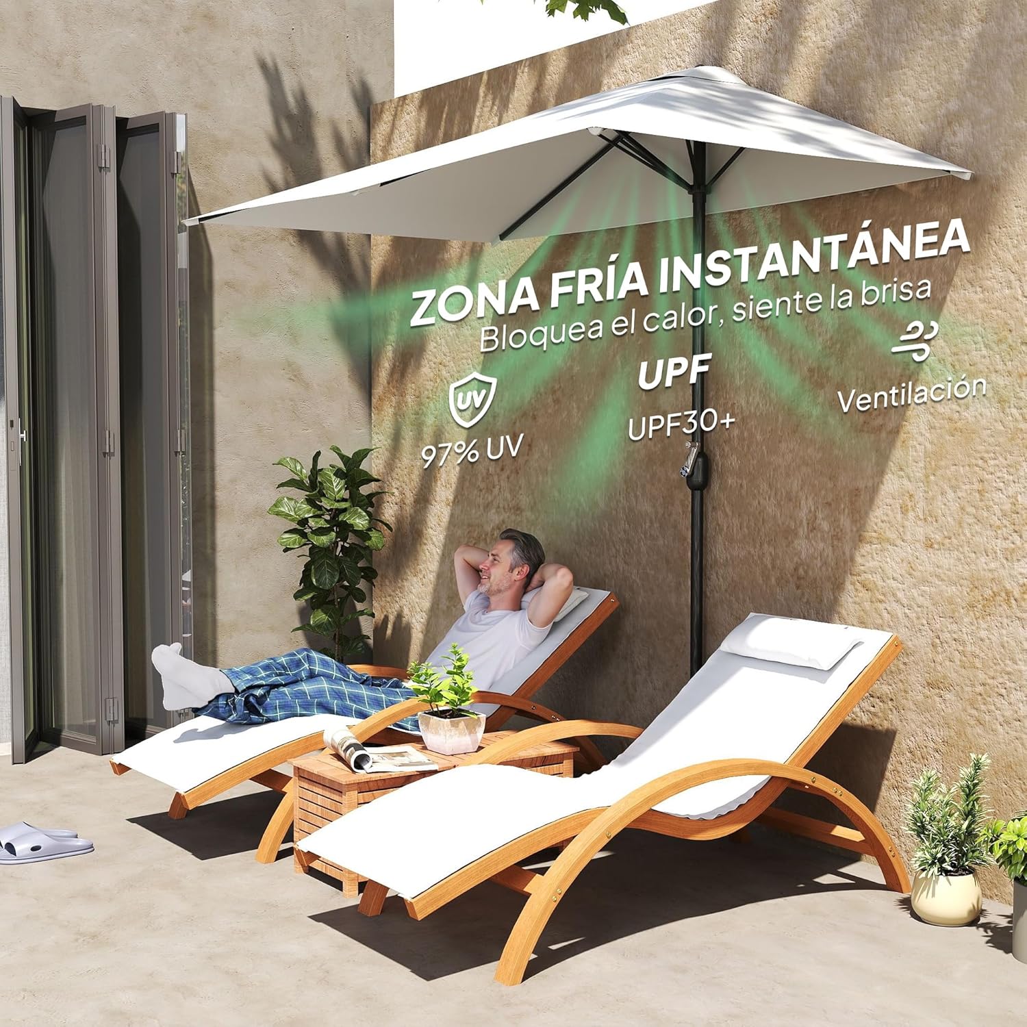 Thumbnail 3 de Outsunny Sombrilla Rectangular 230x130cm con Protección UV ☀