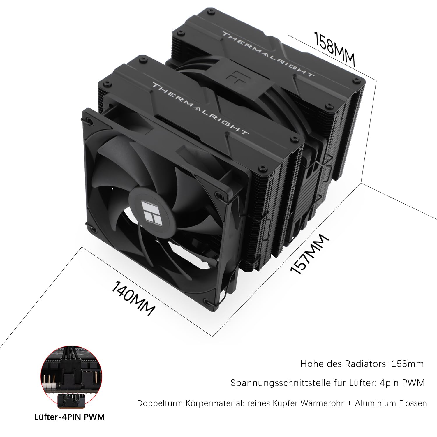 Thumbnail 6 de TR-Thermalright Peerless Assassin 140 Black – Dual-Tower CPU-Kühler mit 6 Heatpipes, 120/140 mm Lüfter, kompatibel mit AM4/AM5 und Intel-LGA-Sockets