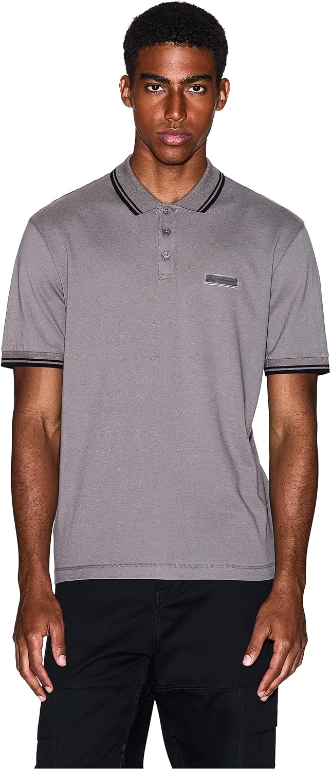 Detalle 1 de Armani Exchange Men's Short Sleeve Side Logo Three-Button Collar Polo Shirt (Pack of 1)