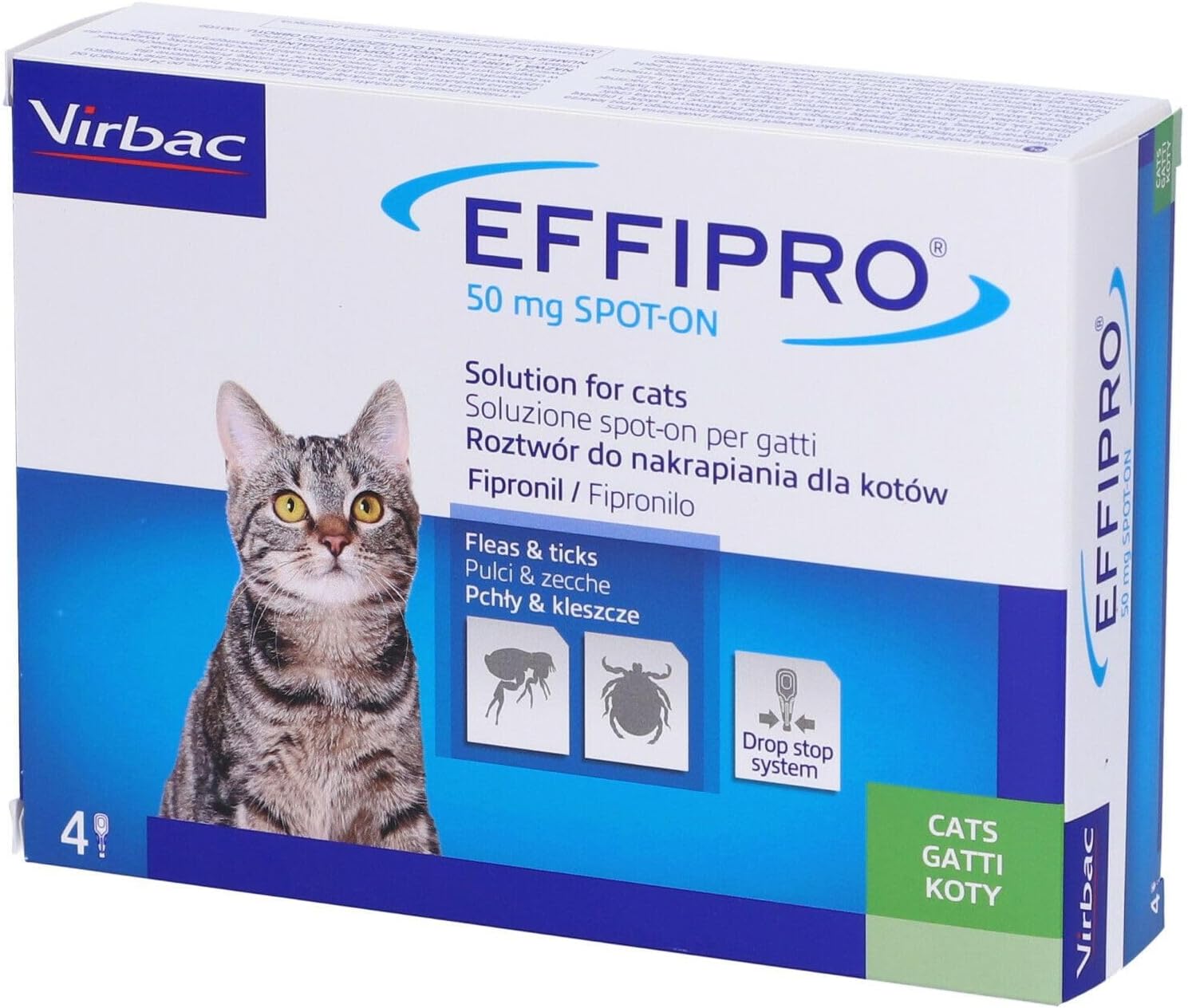 Detalle de Virbac EFFIPRO CAT 4 pipette antiparassitarie 🐱