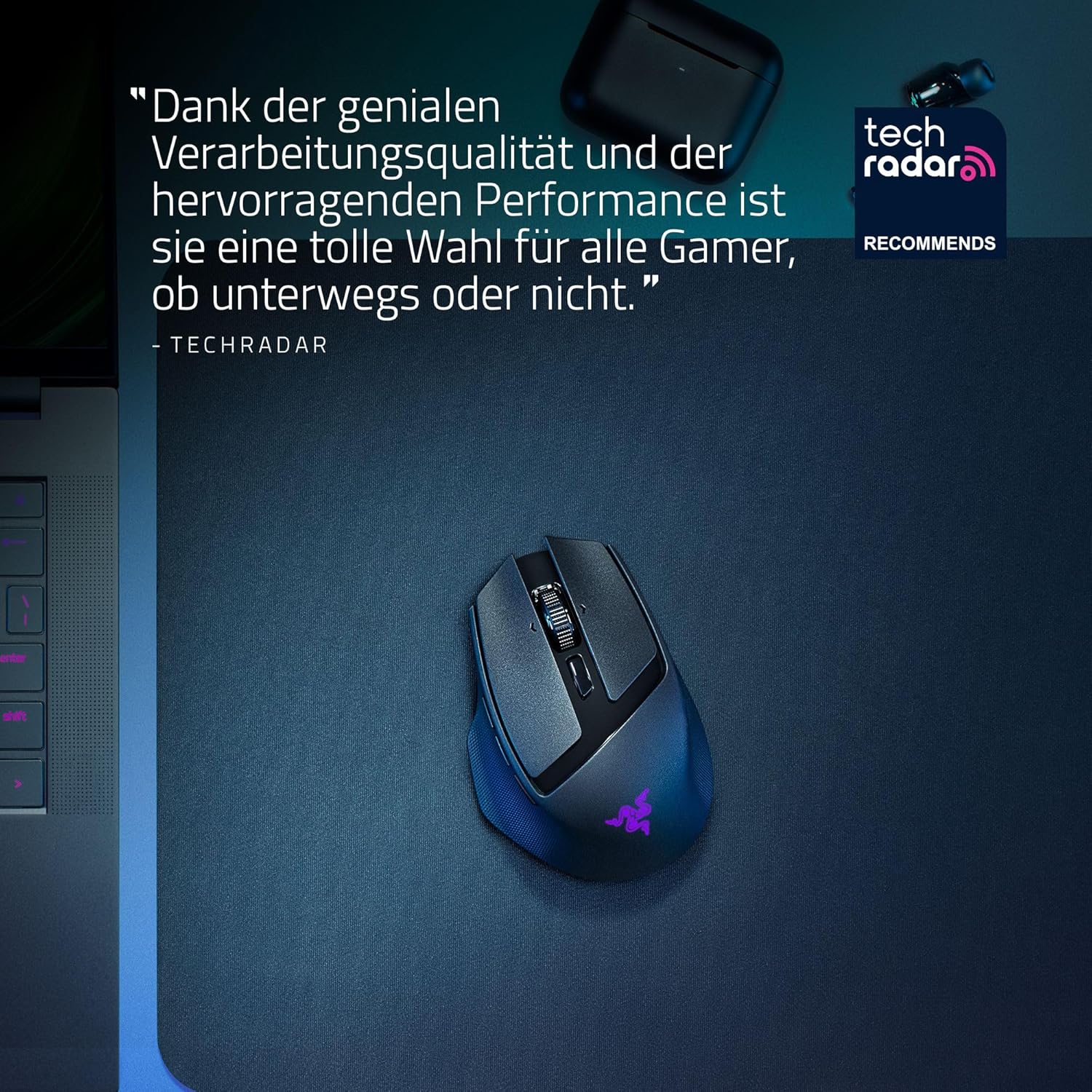 Thumbnail 2 de Razer Basilisk Mobile – kompakte kabellose Gaming-Maus mit Focus X 18K Sensor und Tri-Mode-Konnektivität (AI Prompt Master) Schwarz