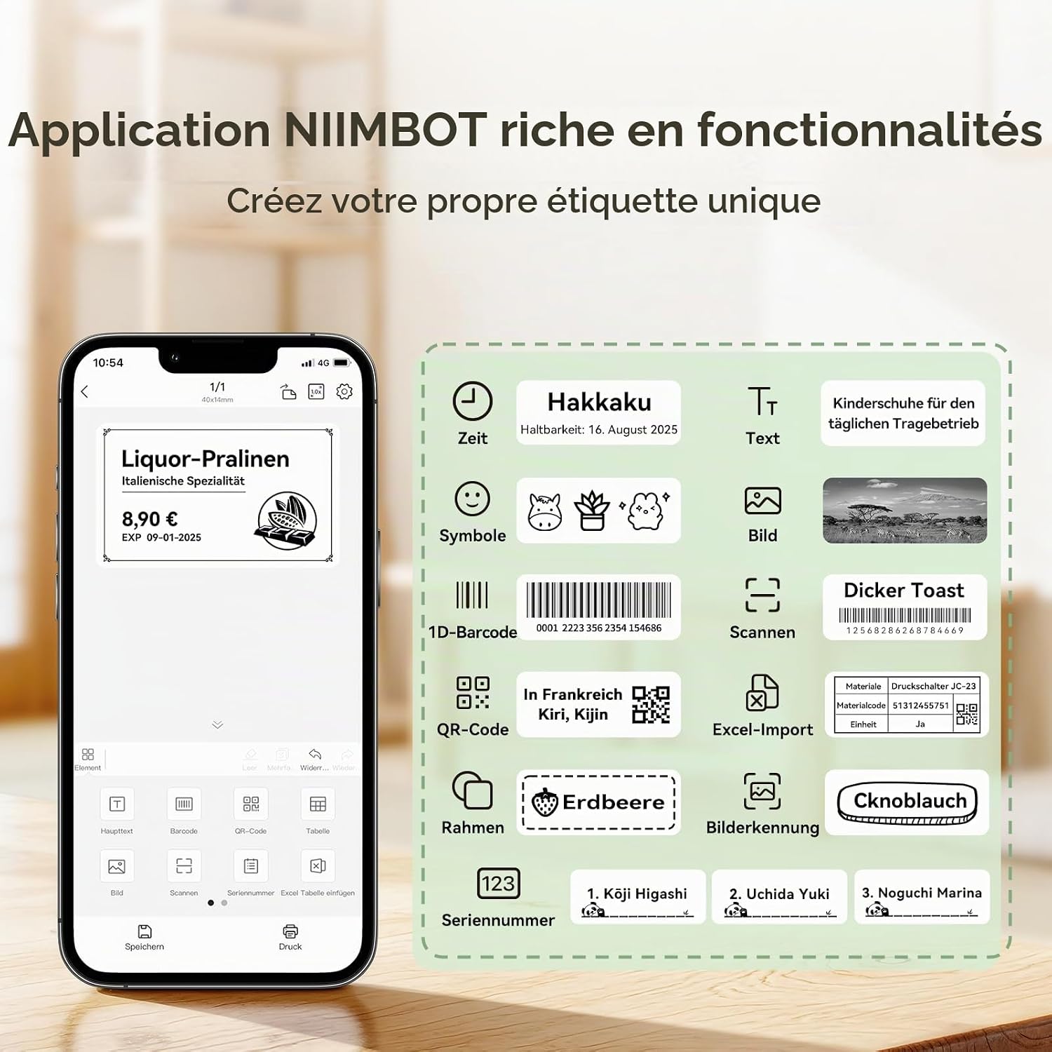 Thumbnail 6 de NIIMBOT B21 HK-B21-MintGreen-DE mini-labelprinter, thermisch, Bluetooth, mintgroen