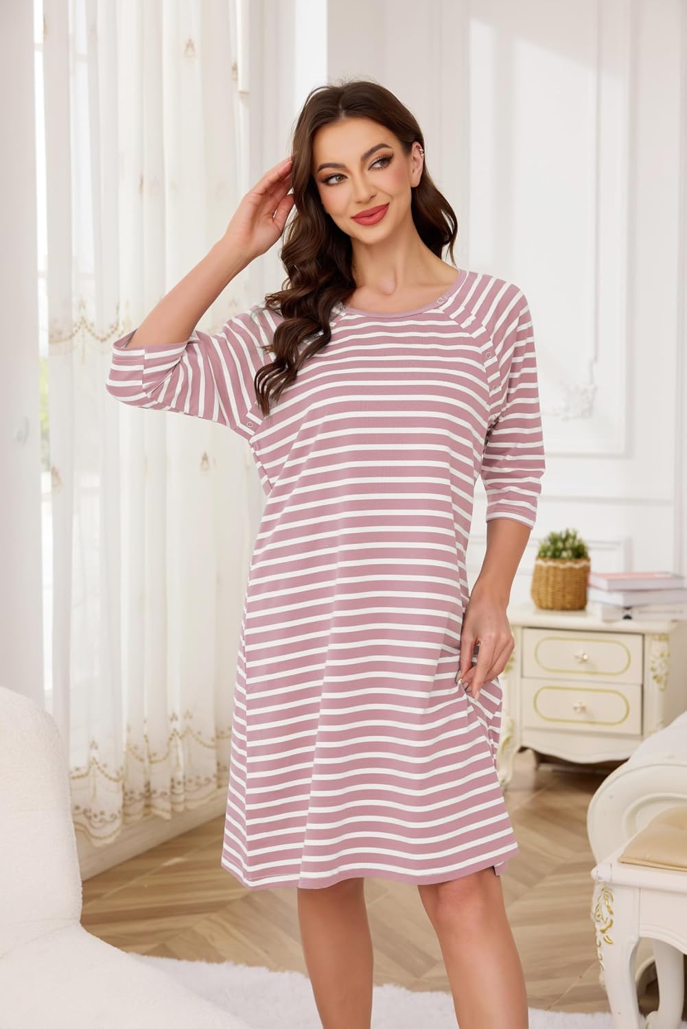 Thumbnail 6 de Vlazom Women 3 in 1 Cotton Nursing/Delivery/Labour Maternity Nightgown