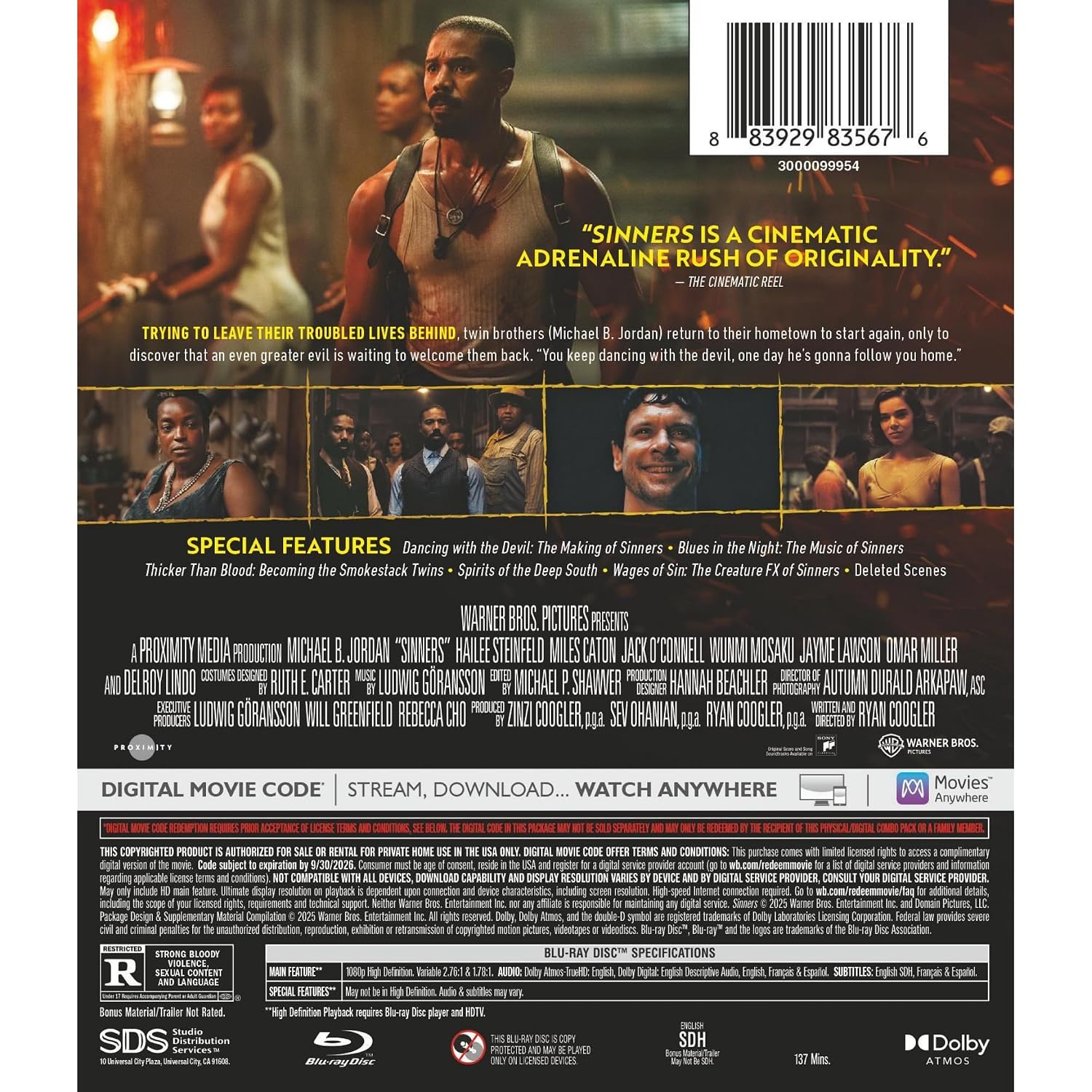 Detalle 1 de Sinners (Blu-ray) by Warner Bros — Blu-ray HD with Digital Copy and Bonus Content