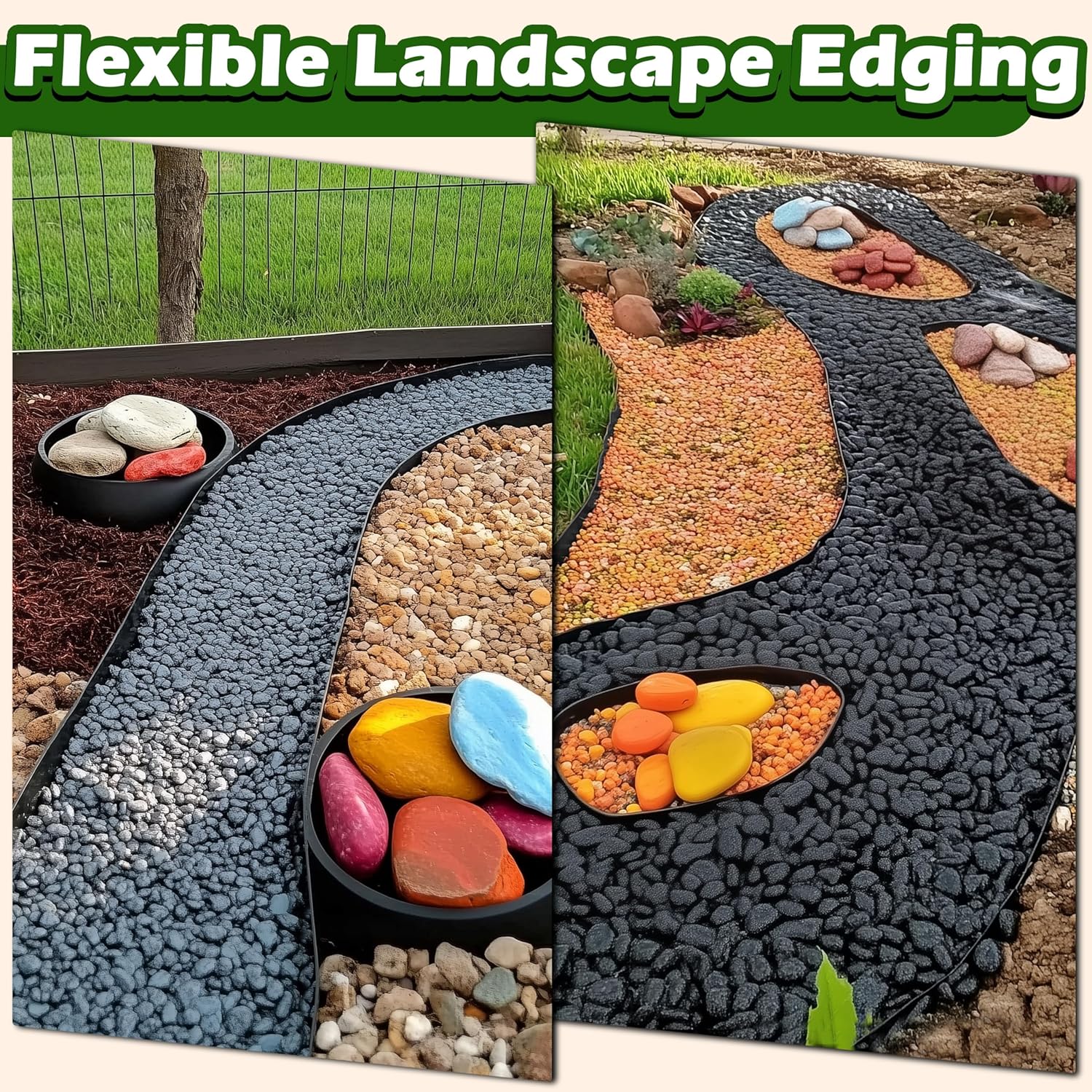 Detalle 1 de Gardzen GGE-E5 Landscape Edging, 60-Foot x 3-Inch Border with 60 Spikes
