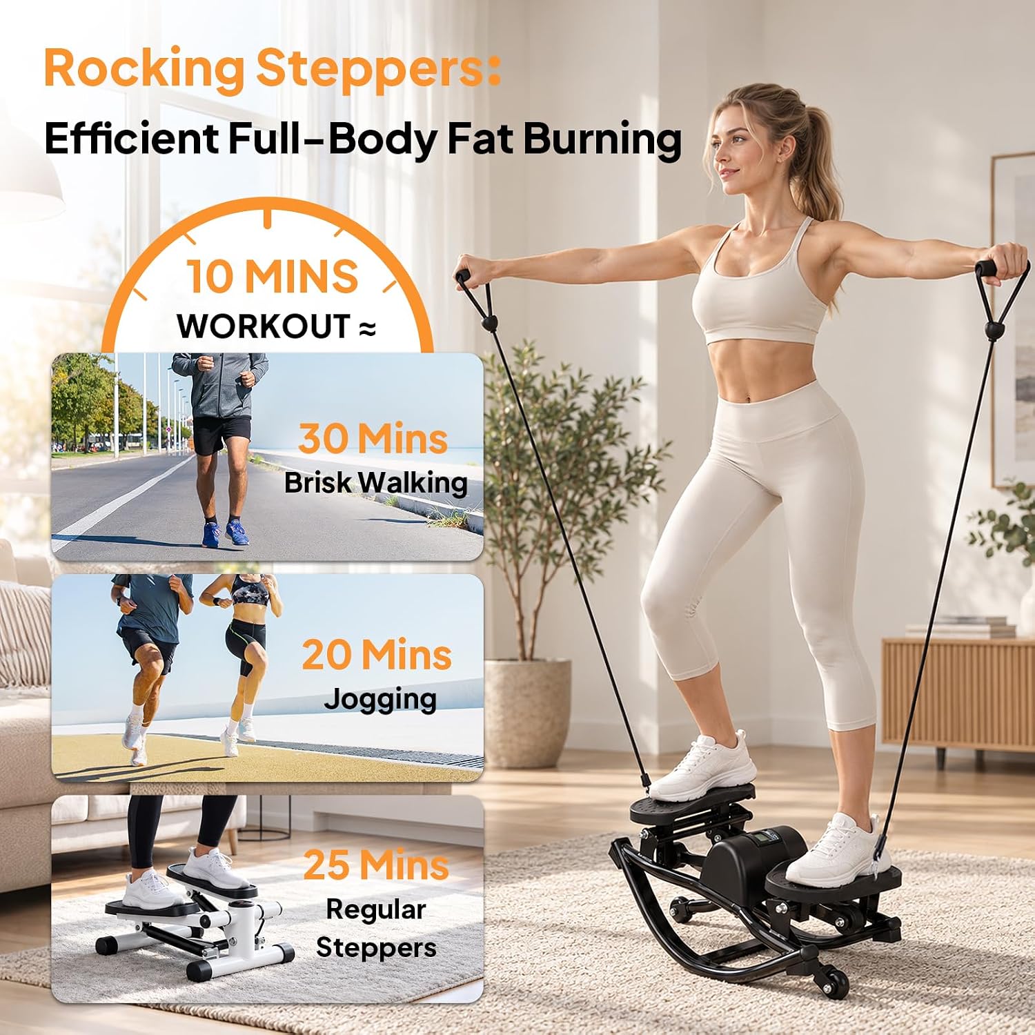 Detalle 2 de ODCPN Rock-006 Side-to-Side Stepper with Resistance Bands and Digital Display