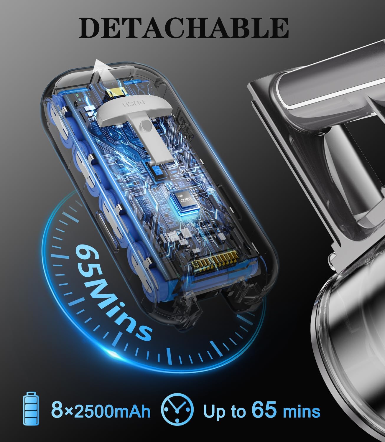 Detalle 2 de Syntecno Cordless Vacuum Cleaner 60‑Minute Runtime