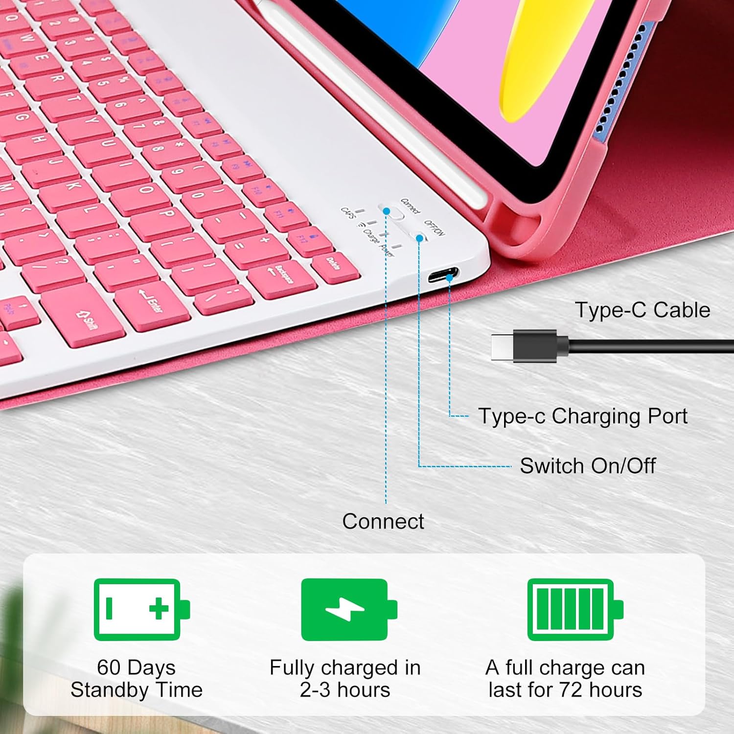 Thumbnail 4 de AGARELE iPad Keyboard Case A16 11th Gen Pink