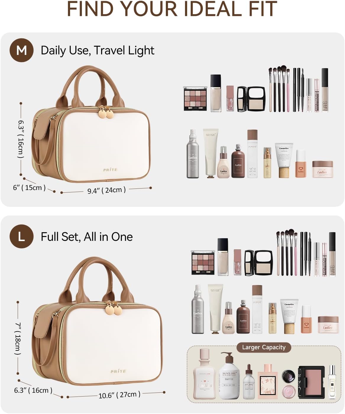 Thumbnail 2 de Prite Toiletry Bag Makeup Bag Large Capacity with Side Openings
