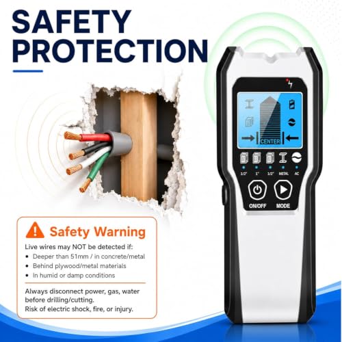 Thumbnail 7 de FOLAI 5-in-1 Stud Finder Wall Scanner with LCD and Audio Alerts