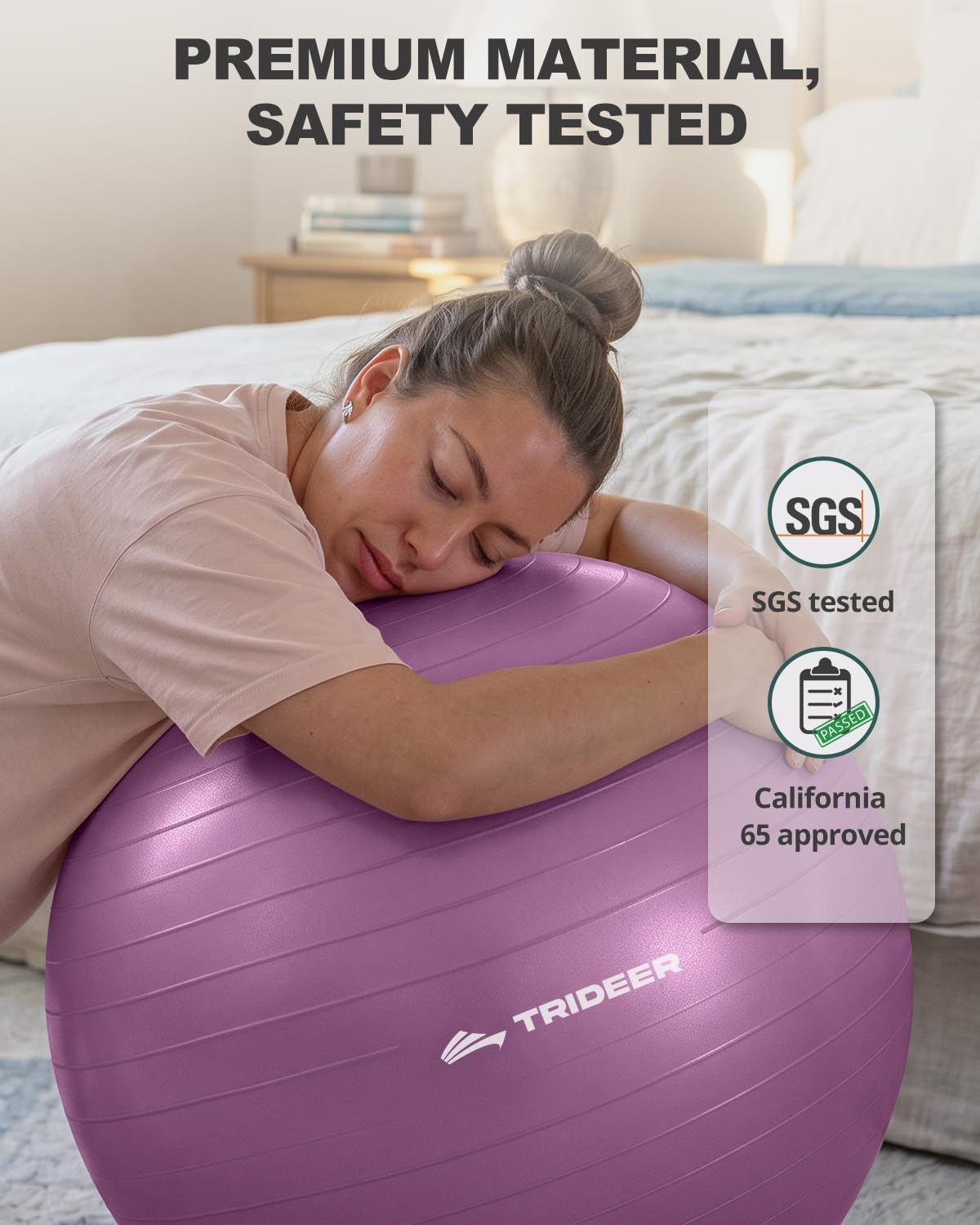 Detalle 2 de Trideer TRUS-6601SBMA65B Exercise Ball, 65 cm, Non-Slip PVC, Pump Included