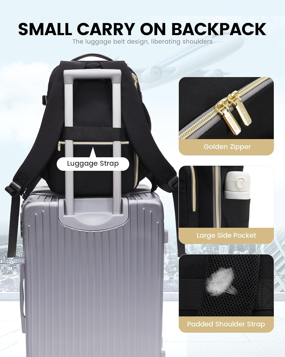 Thumbnail 4 de LOVEVOOK Ryanair Cabin Bag 40x30x20 underseat backpack