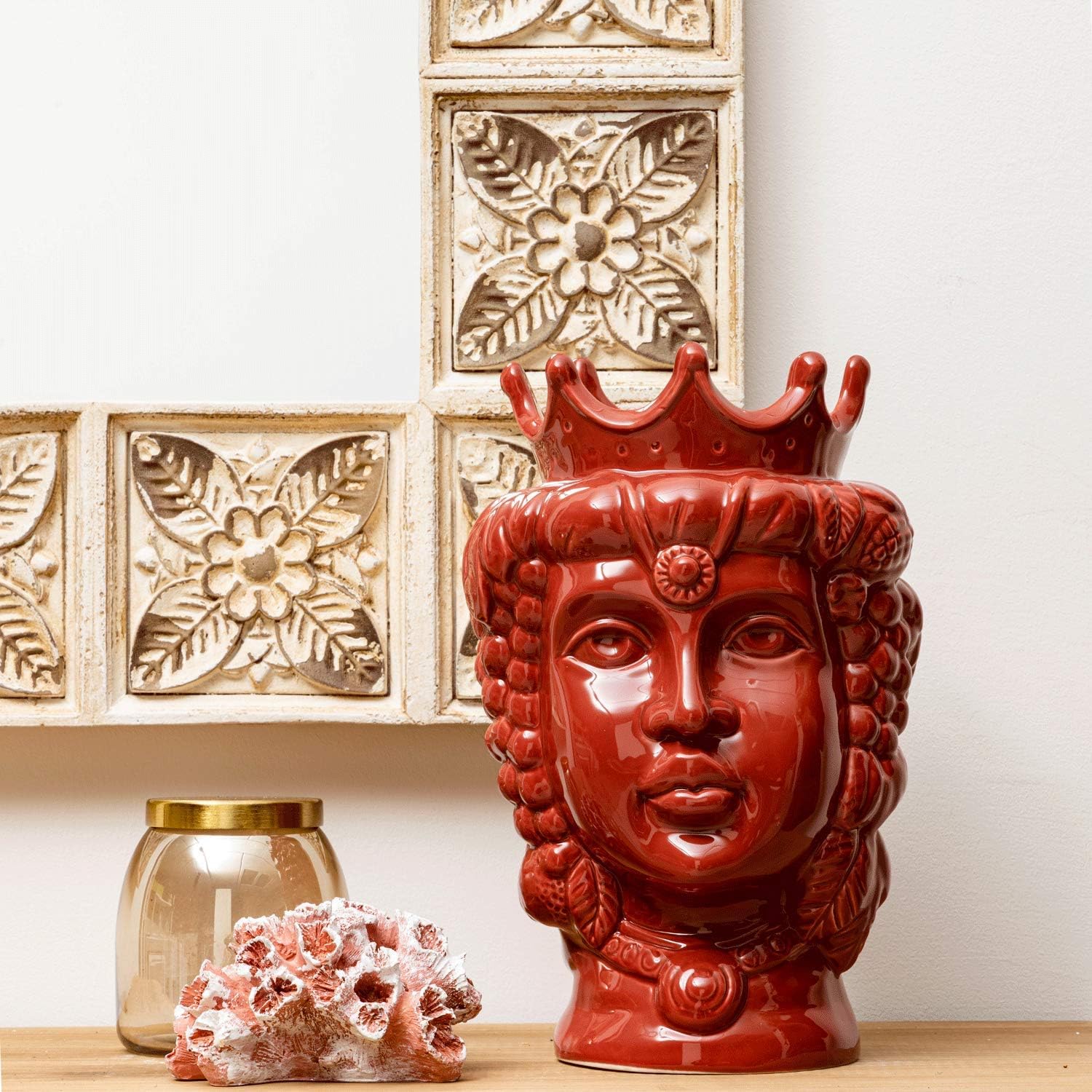Thumbnail 4 de Baroni Home Tête de Moro Vase en Porcelaine – Style sicilien et italien, 18x22x31 cm