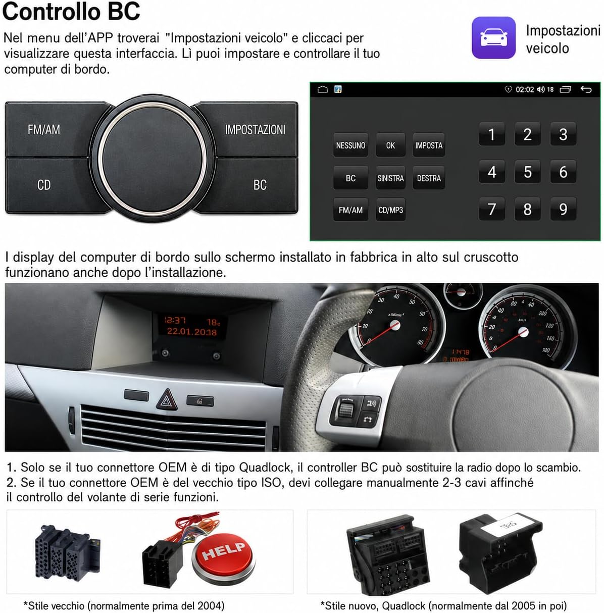 Thumbnail 2 de ACAVICA Autoradio Android 15 4+64GB per Opel Corsa D/Astra/Zafira/Vivaro (8" HD, Split Screen, CarPlay/Android Auto) Nero