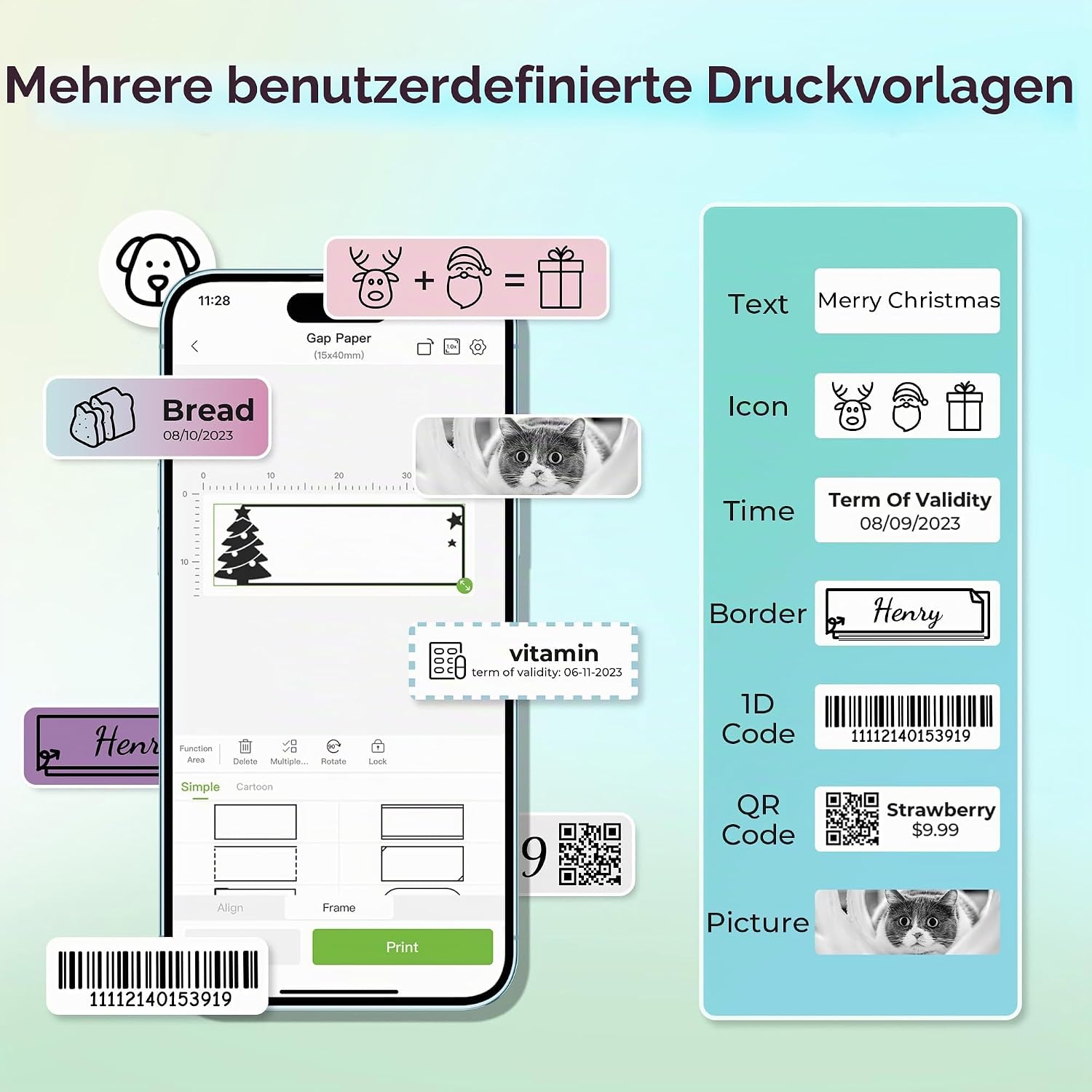 Detalle de NELKO P21 Etikettenhersteller-Band 14 × 40 mm – Thermoetikettenpapier, 180 Etiketten/Rolle, BPA-frei