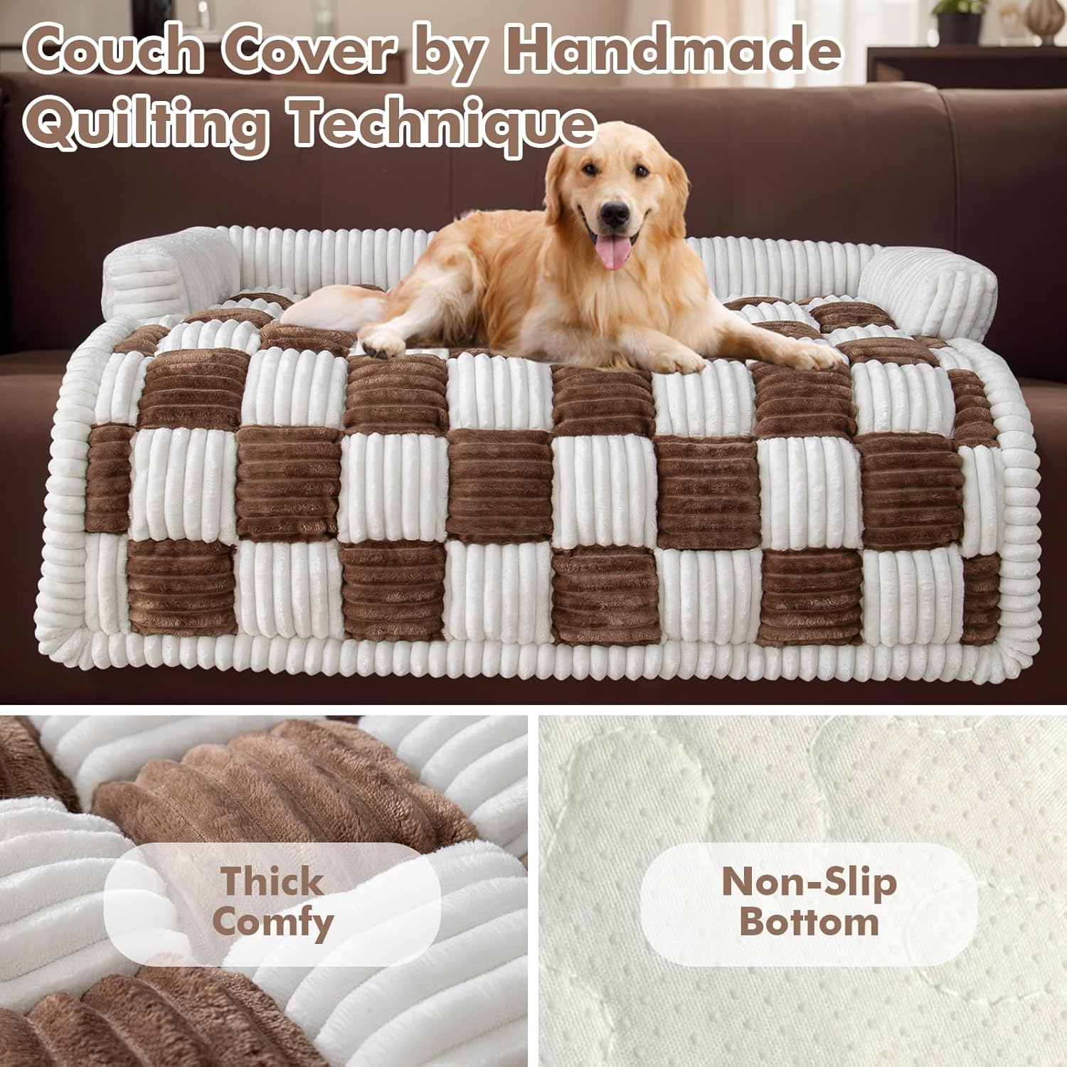 Thumbnail 2 de TOPCHANCES Dog Bed Cover – Pet Couch Covers for Sofa (Dark Brown, 90×90cm)