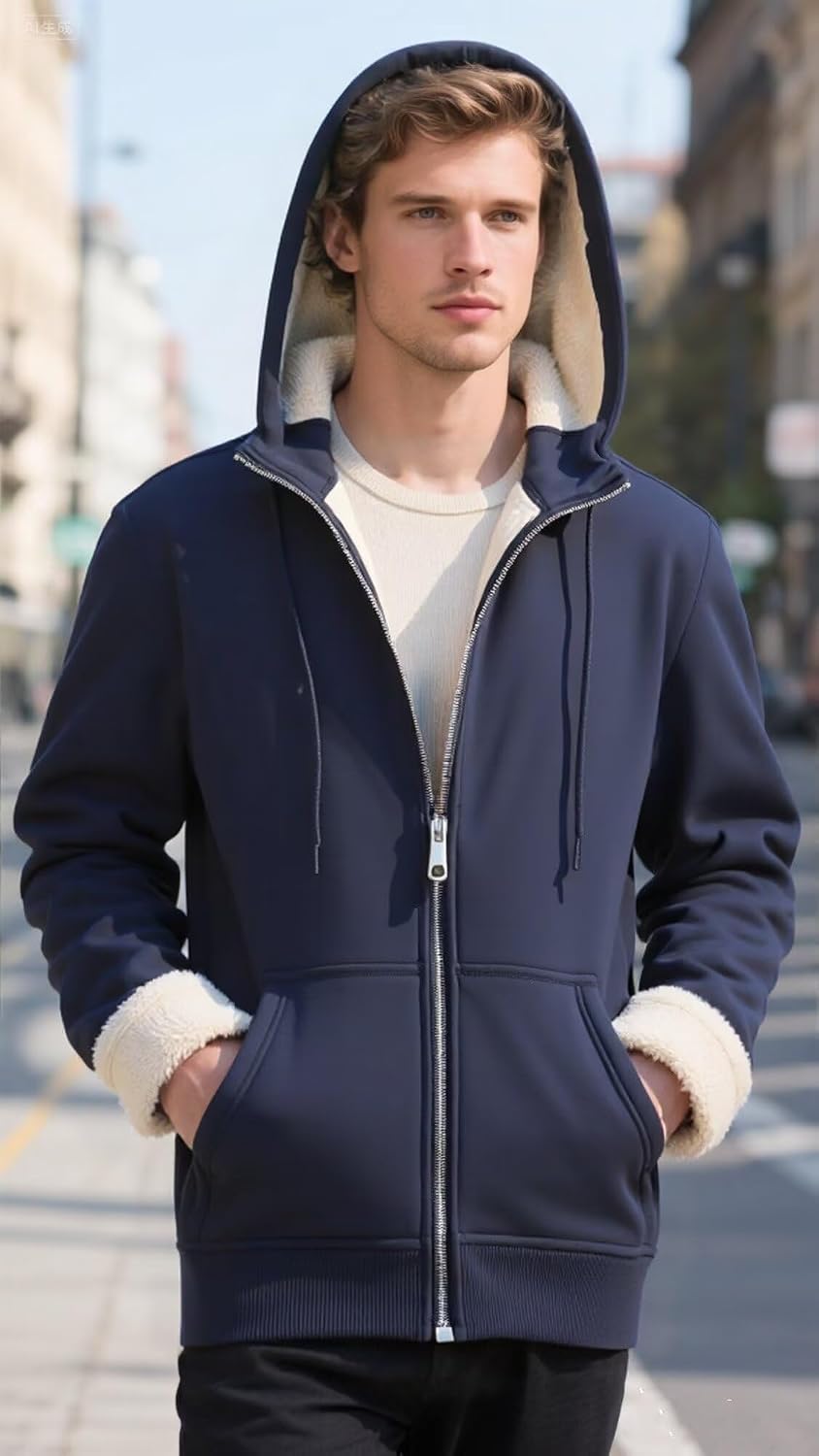 Detalle de PrimeCrest fleece-sweatjack voor heren met capuchon, rits en zijzakken